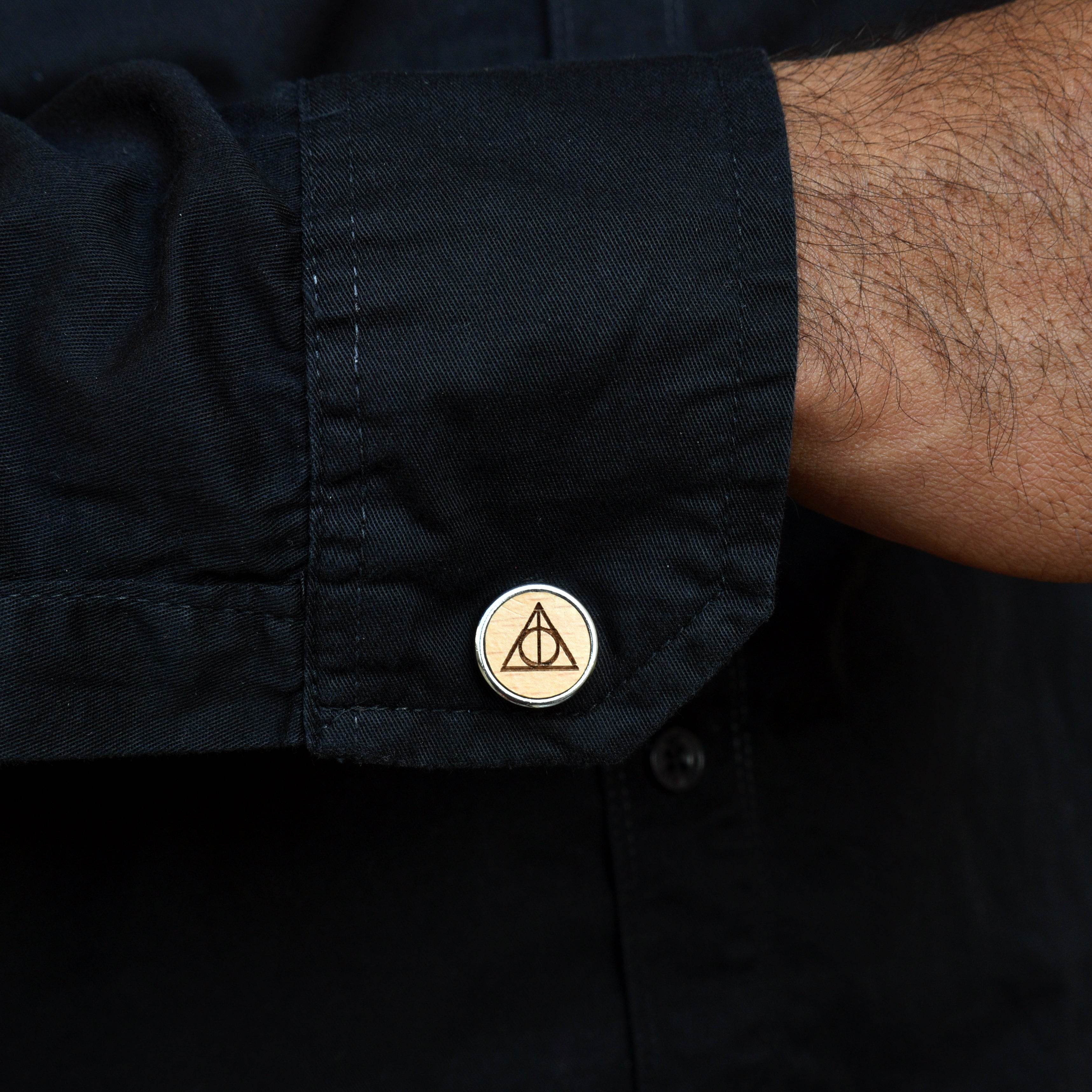 Men's Wooden Triangle Chrome Cufflinks - BeAbhika.com