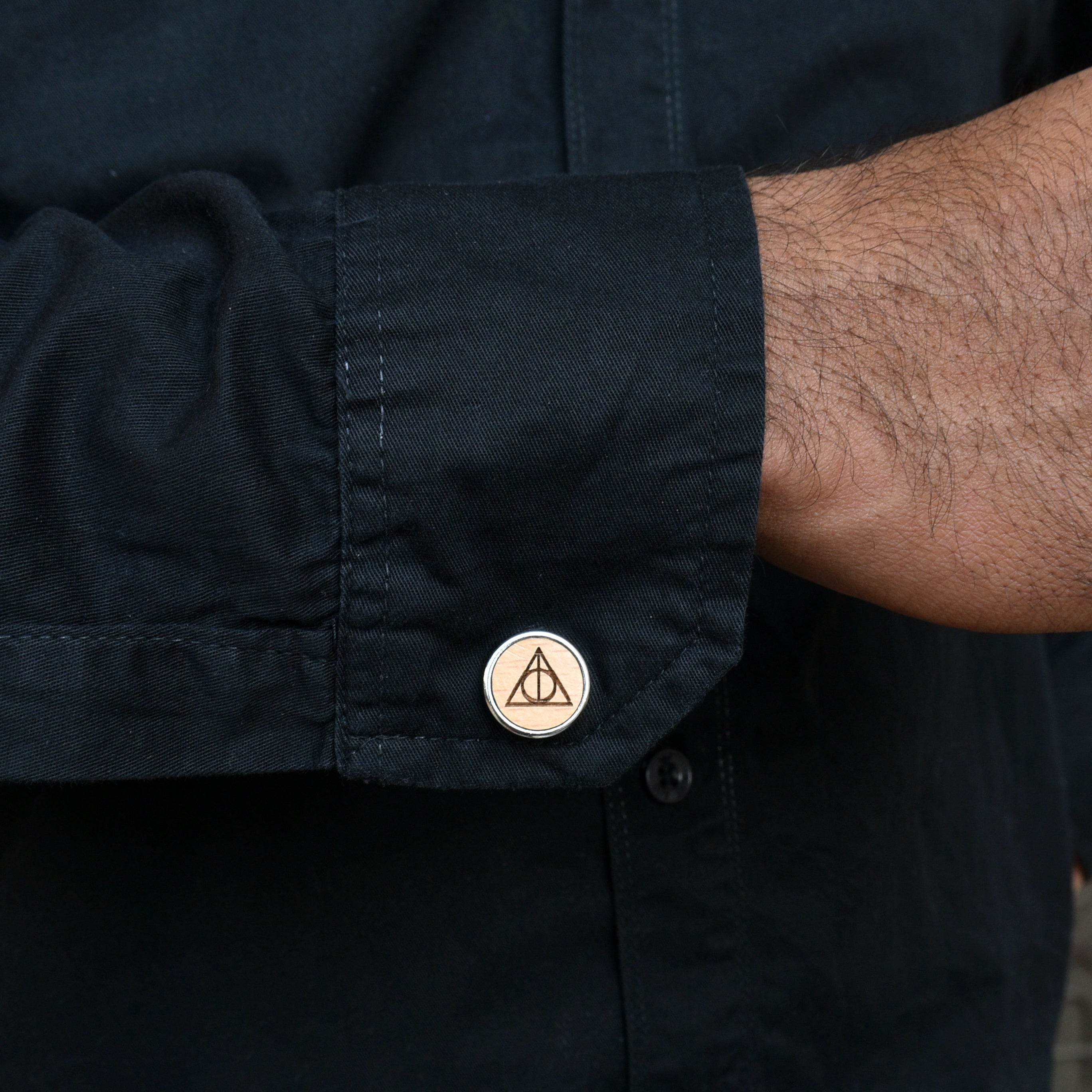 Men's Wooden Triangle Chrome Cufflinks - BeAbhika.com