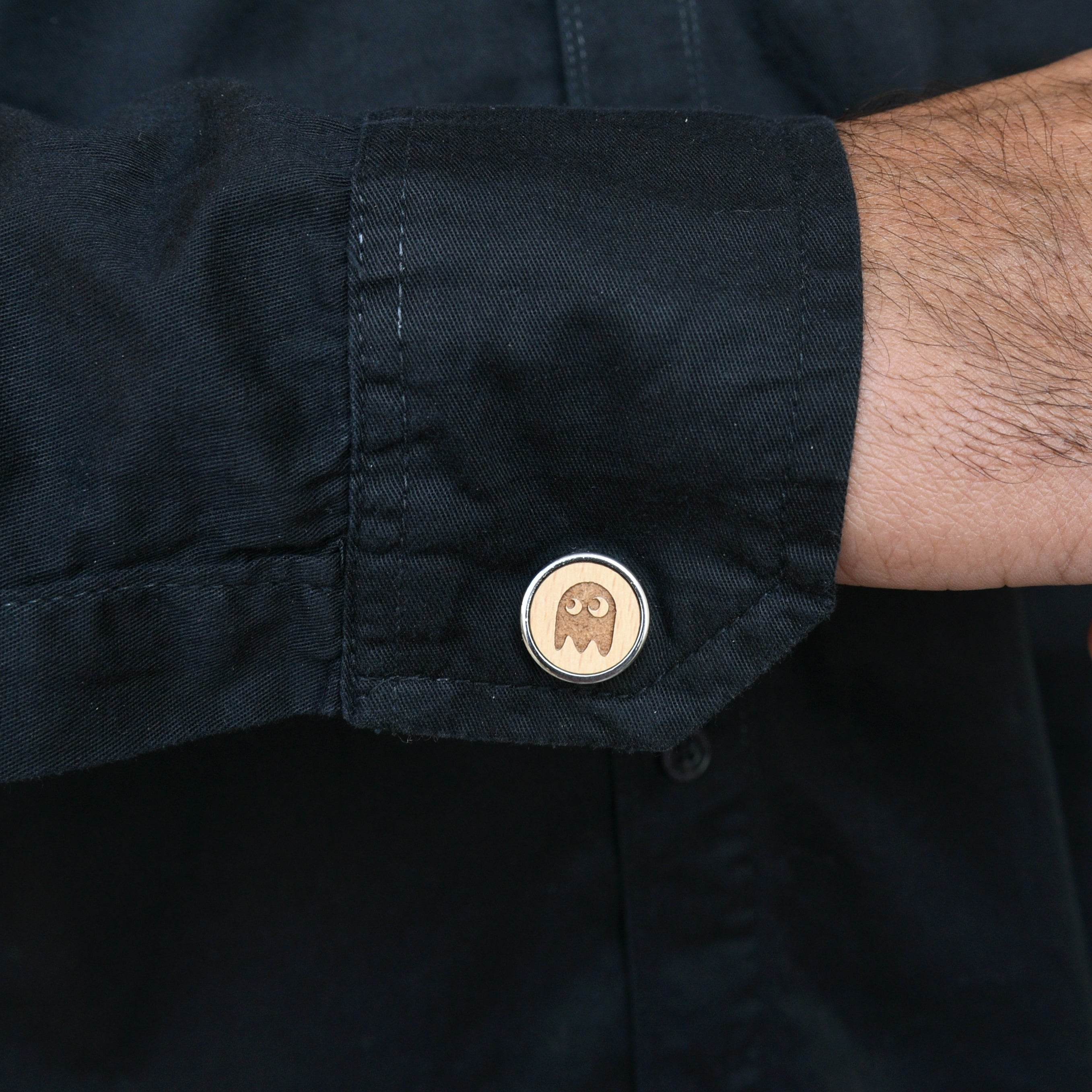 Men's Wooden Quirky Gobbler Ghost Cufflinks - BeAbhika.com