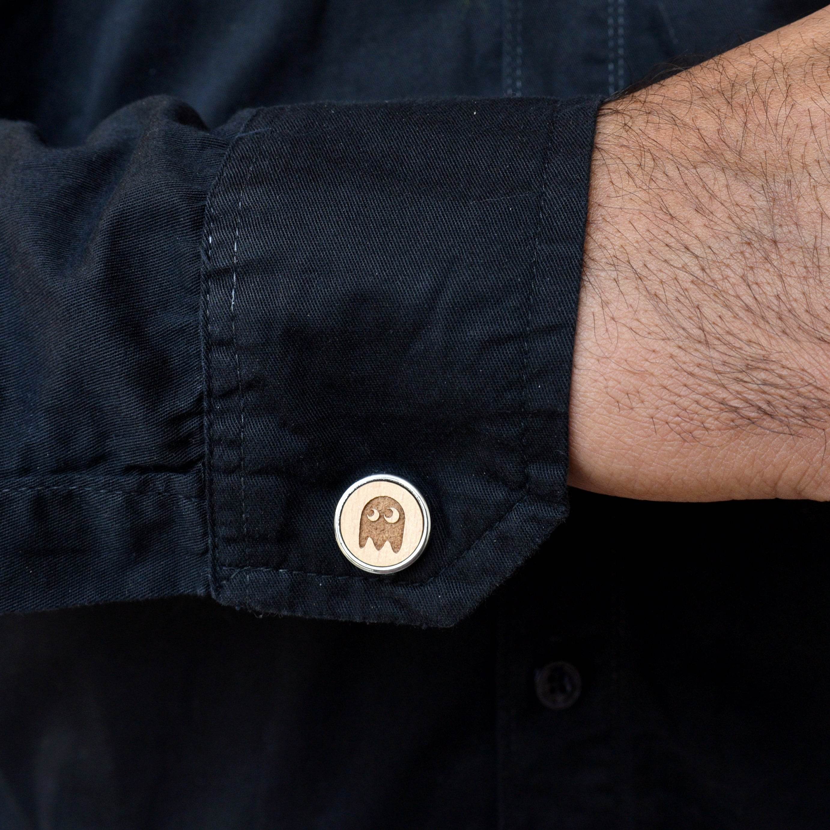 Men's Wooden Quirky Gobbler Ghost Cufflinks - BeAbhika.com