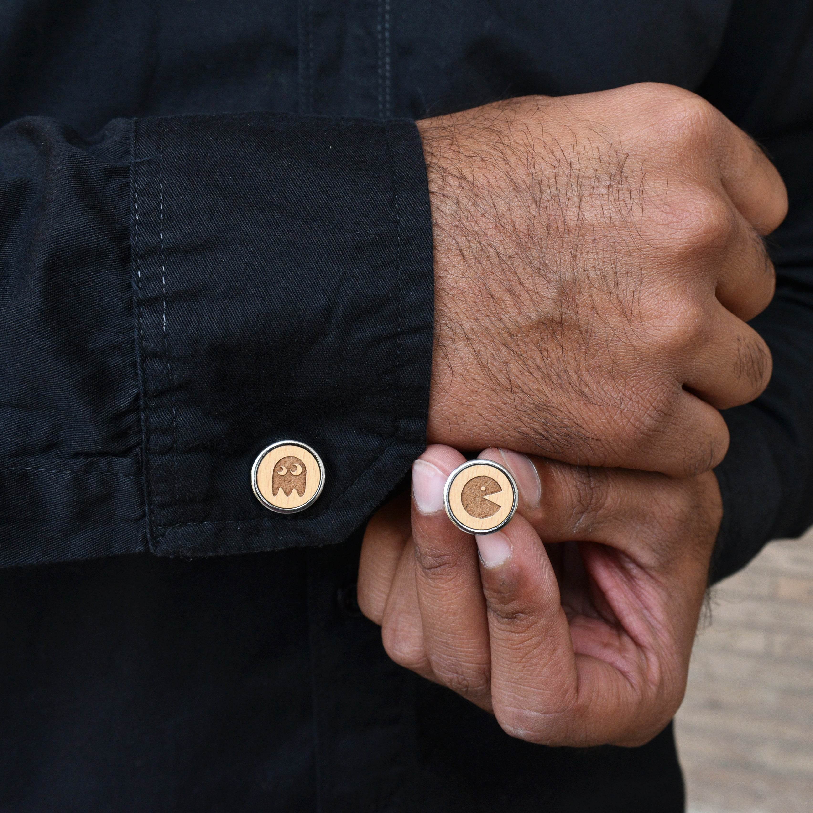 Men's Wooden Quirky Gobbler Ghost Cufflinks - BeAbhika.com