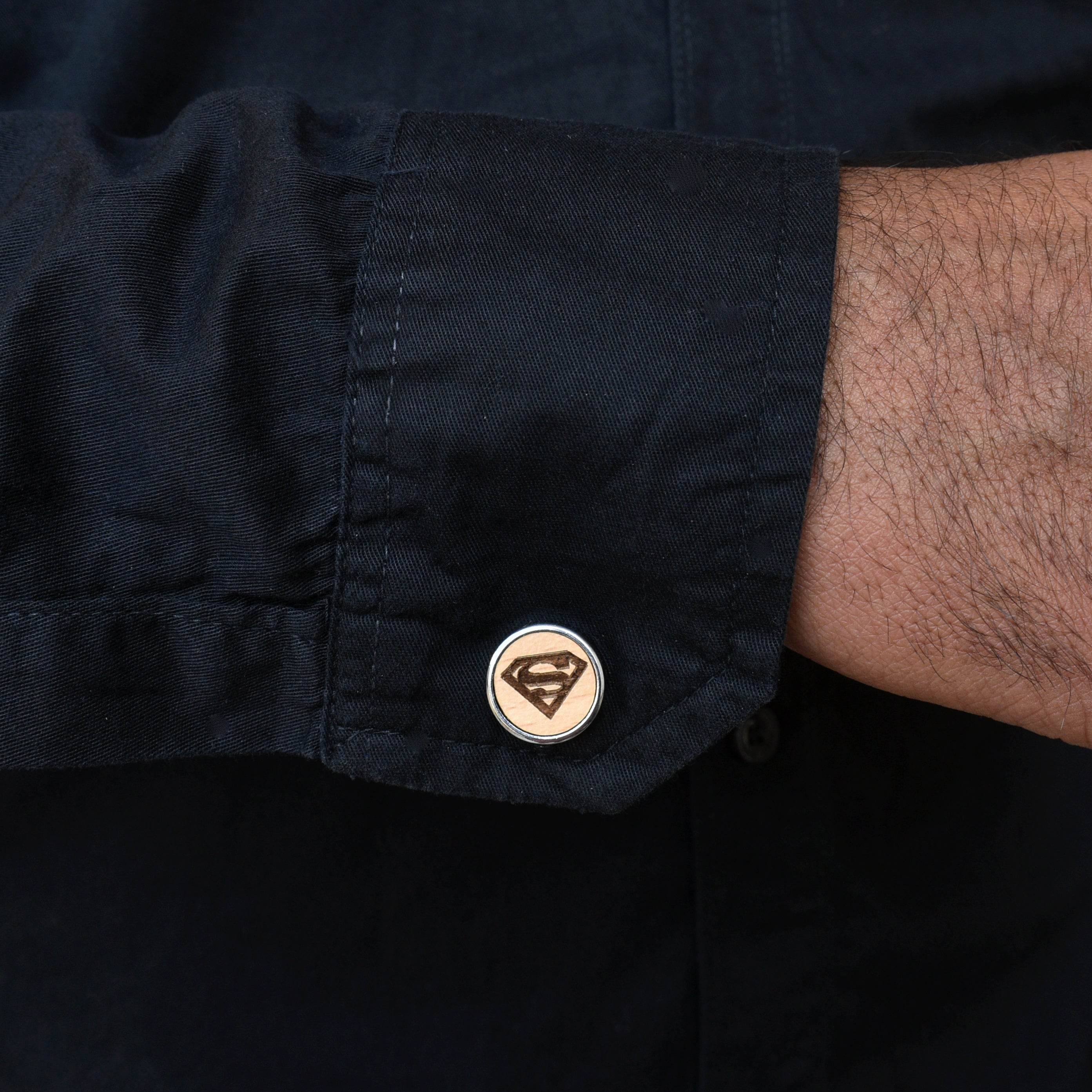Super Men's Quirky Wooden Chrome Cufflinks - BeAbhika.com