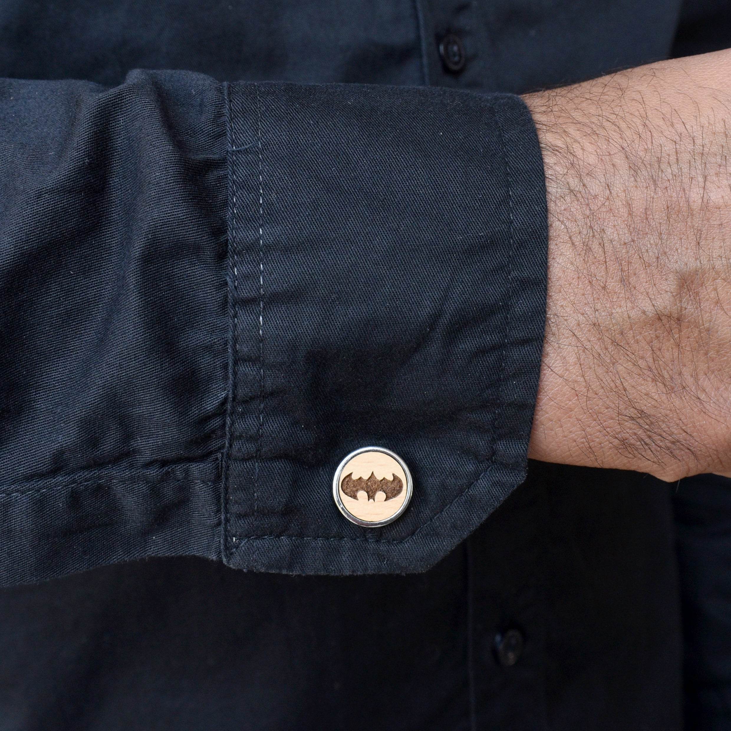 Men's Bat Quirky Wooden Chrome Cufflinks - BeAbhika.com
