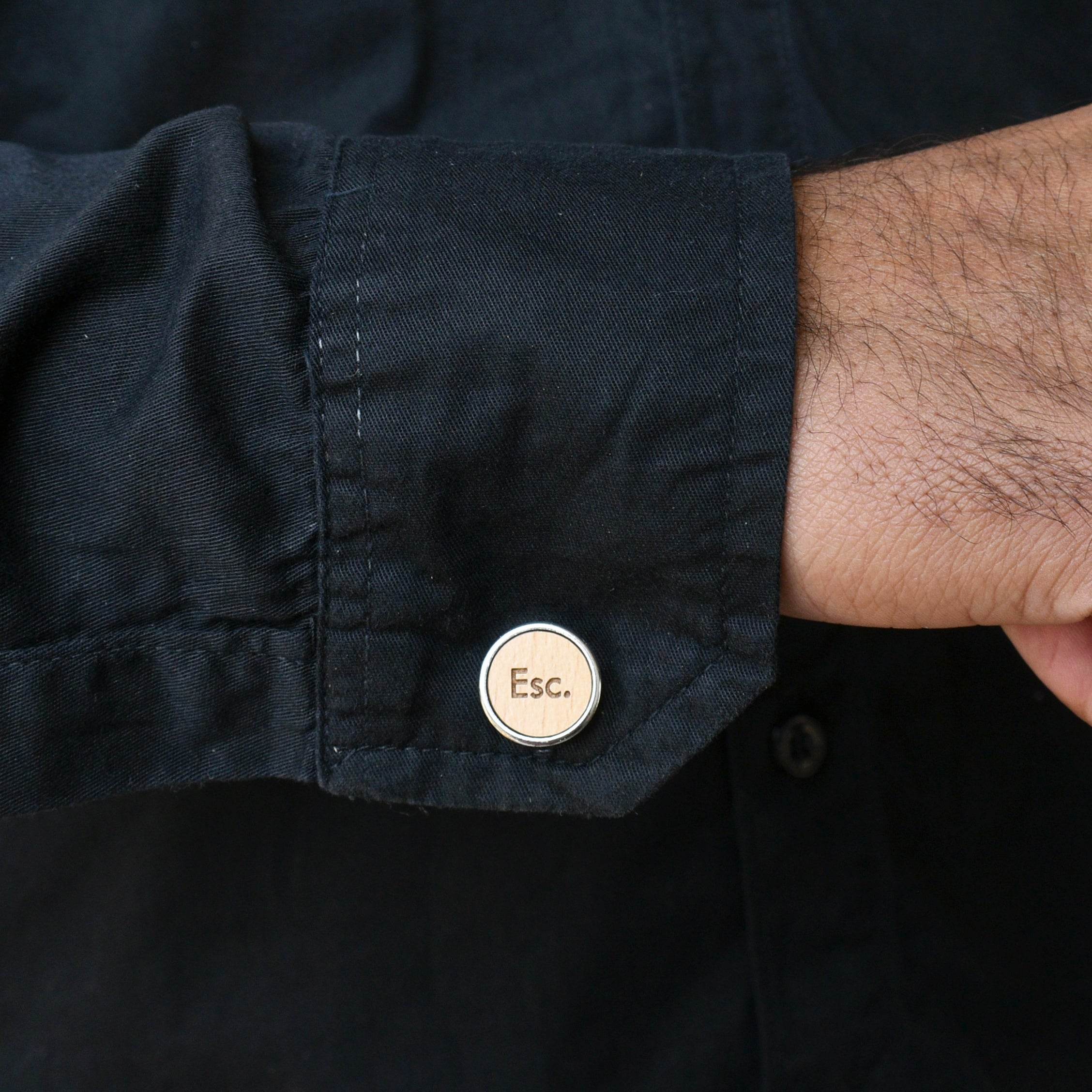 Men's Quirky Ctrl Esc Wooden Chrome Cufflinks - BeAbhika.com