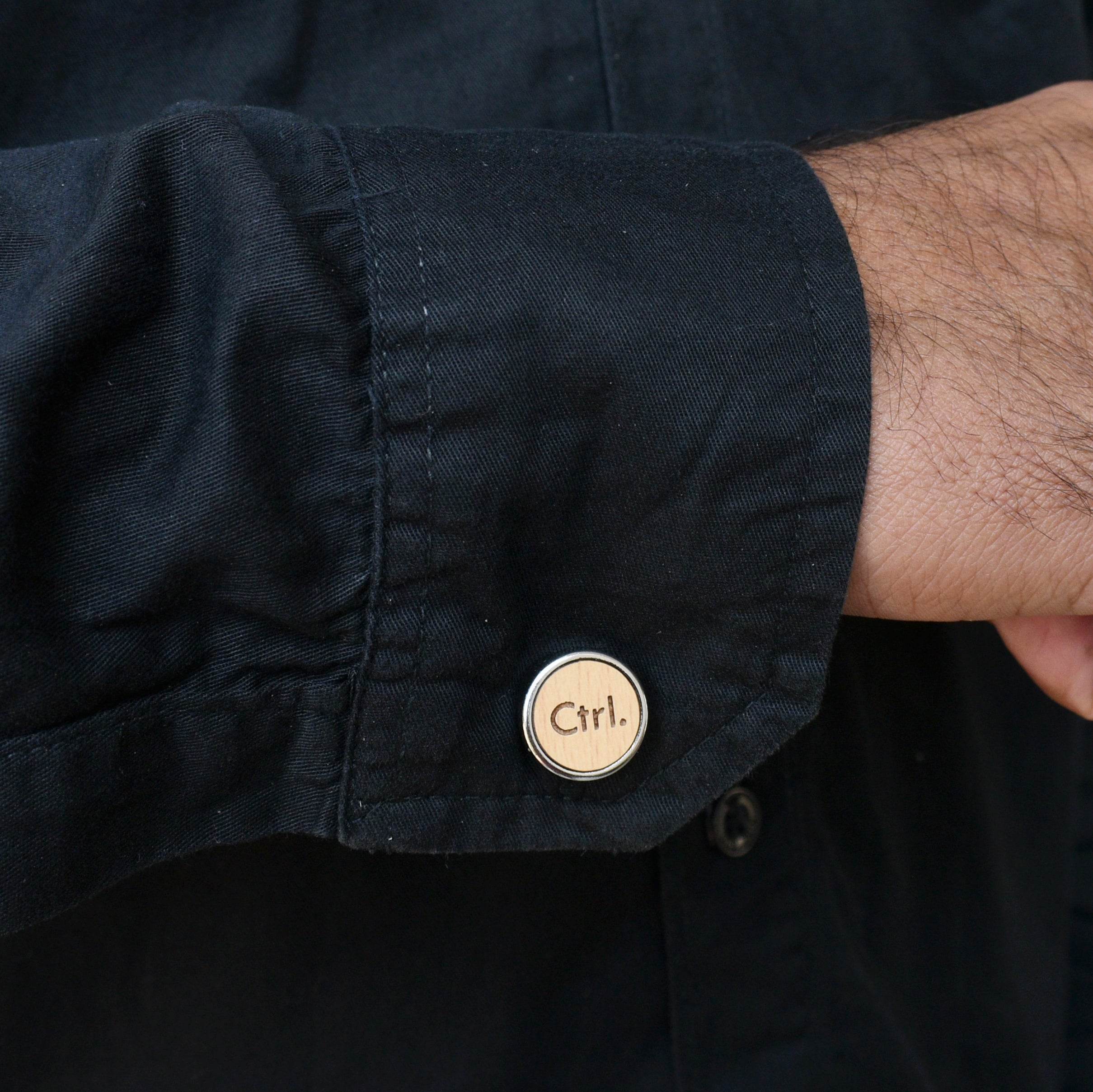Men's Quirky Ctrl Esc Wooden Chrome Cufflinks - BeAbhika.com
