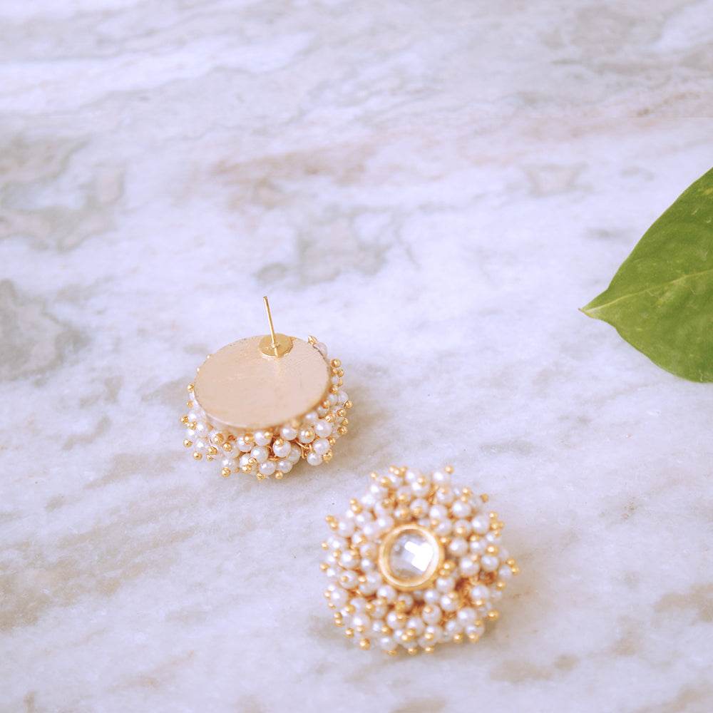 Traditional Kundan earrings in gold-tone, perfect for weddings and festive wear