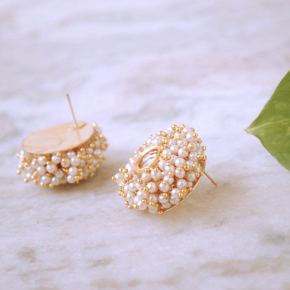 Traditional Kundan earrings in gold-tone, perfect for weddings and festive wear