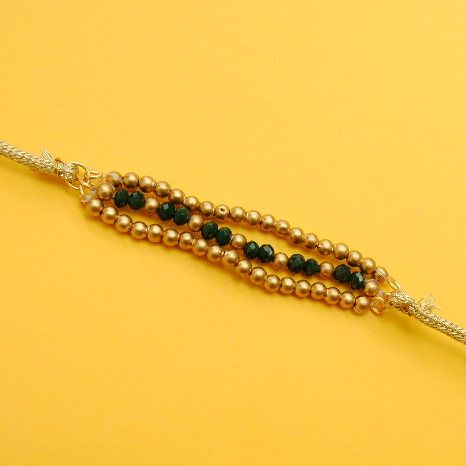 Green & Golden Beads Rakhi