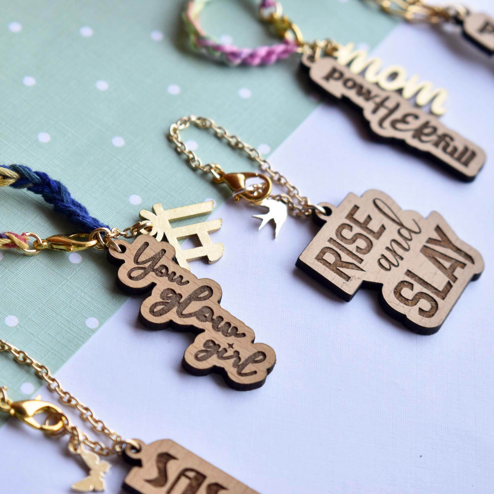Wooden Engraved Set Of 4 Watch Charms - BeAbhika.com