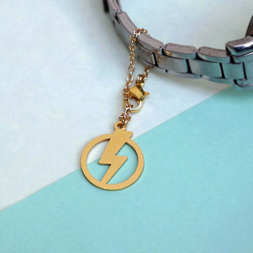 Laser cut mild steel with high gloss lacquer golden plating watch charms accessories