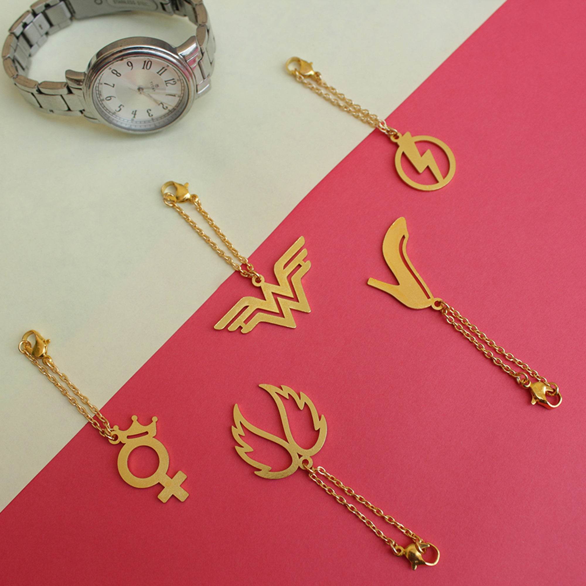 Laser cut mild steel with high gloss lacquer golden plating watch chrams accessories