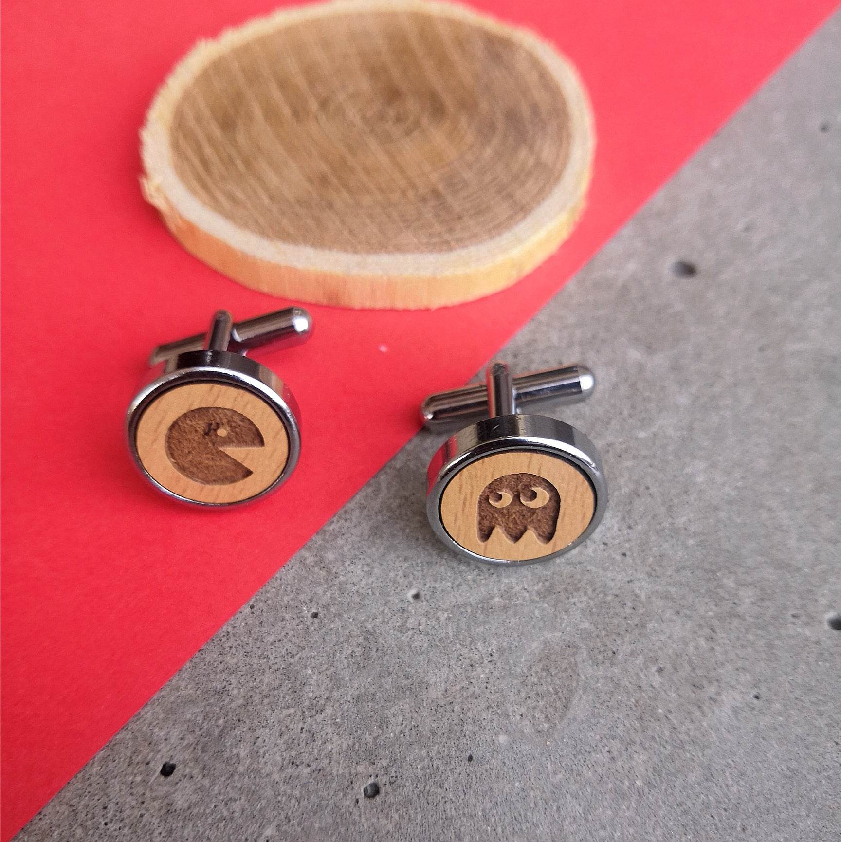 Men's Wooden Quirky Gobbler Ghost Cufflinks - BeAbhika.com
