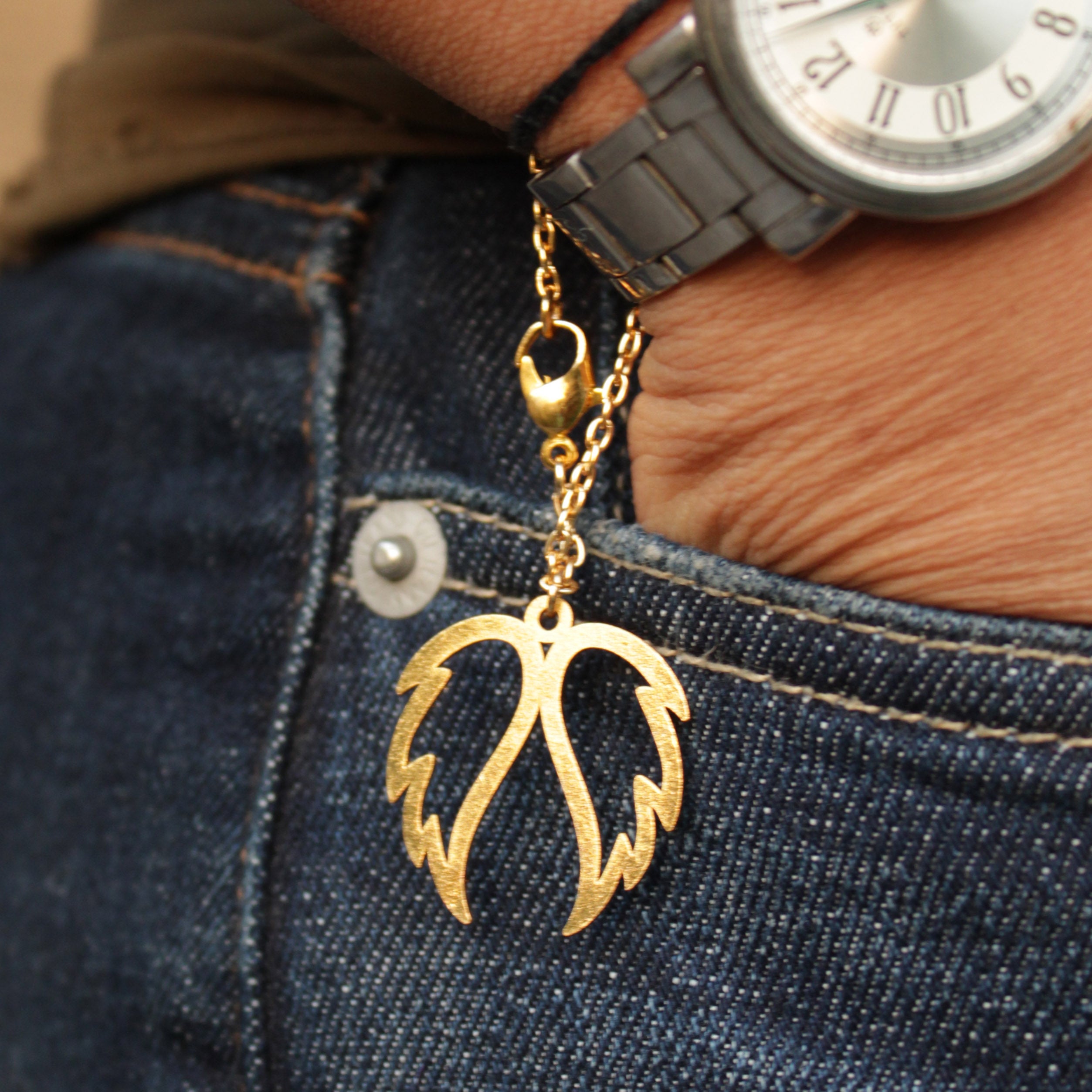 laser cut mild steel watch charm Beabhika Gold Watch Charm Golden Bag Charm Angel Wings Women Jewelry Accessory Watch Attachment Online Cash On Delivery Key Chain Charm