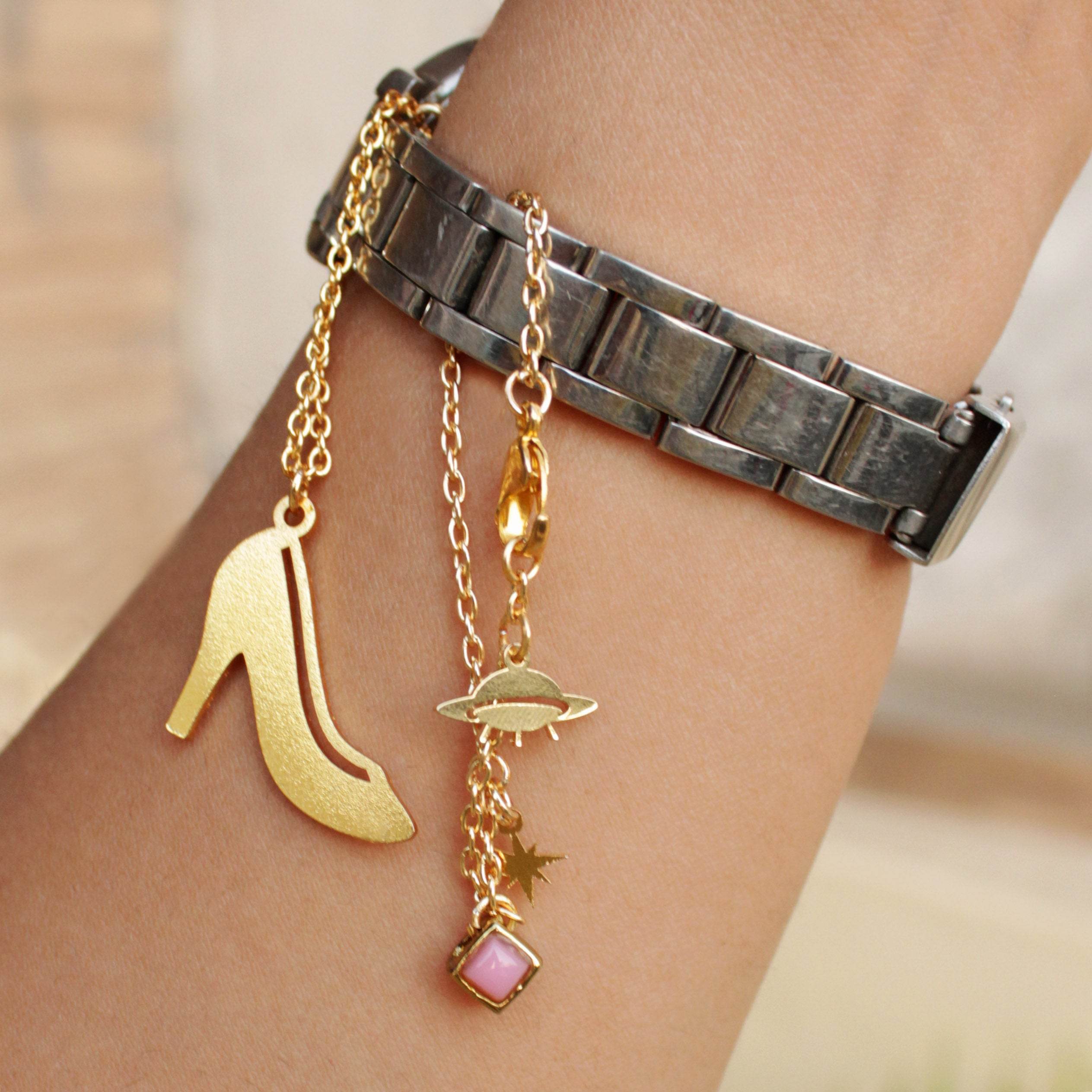 laser cut steel heels watch charms accessories