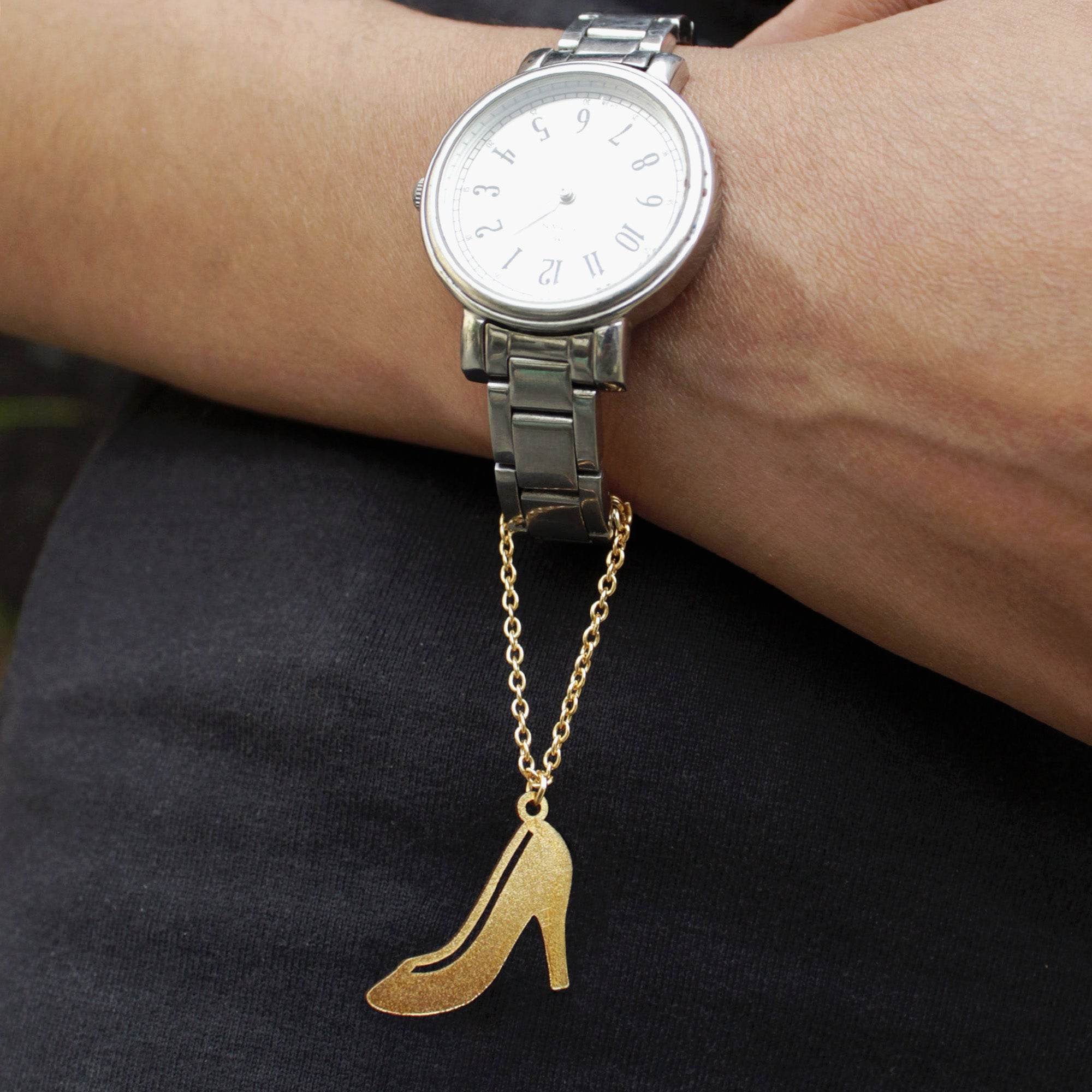 Laser cut mild steel with high gloss lacquer golden plating watch chrams accessories