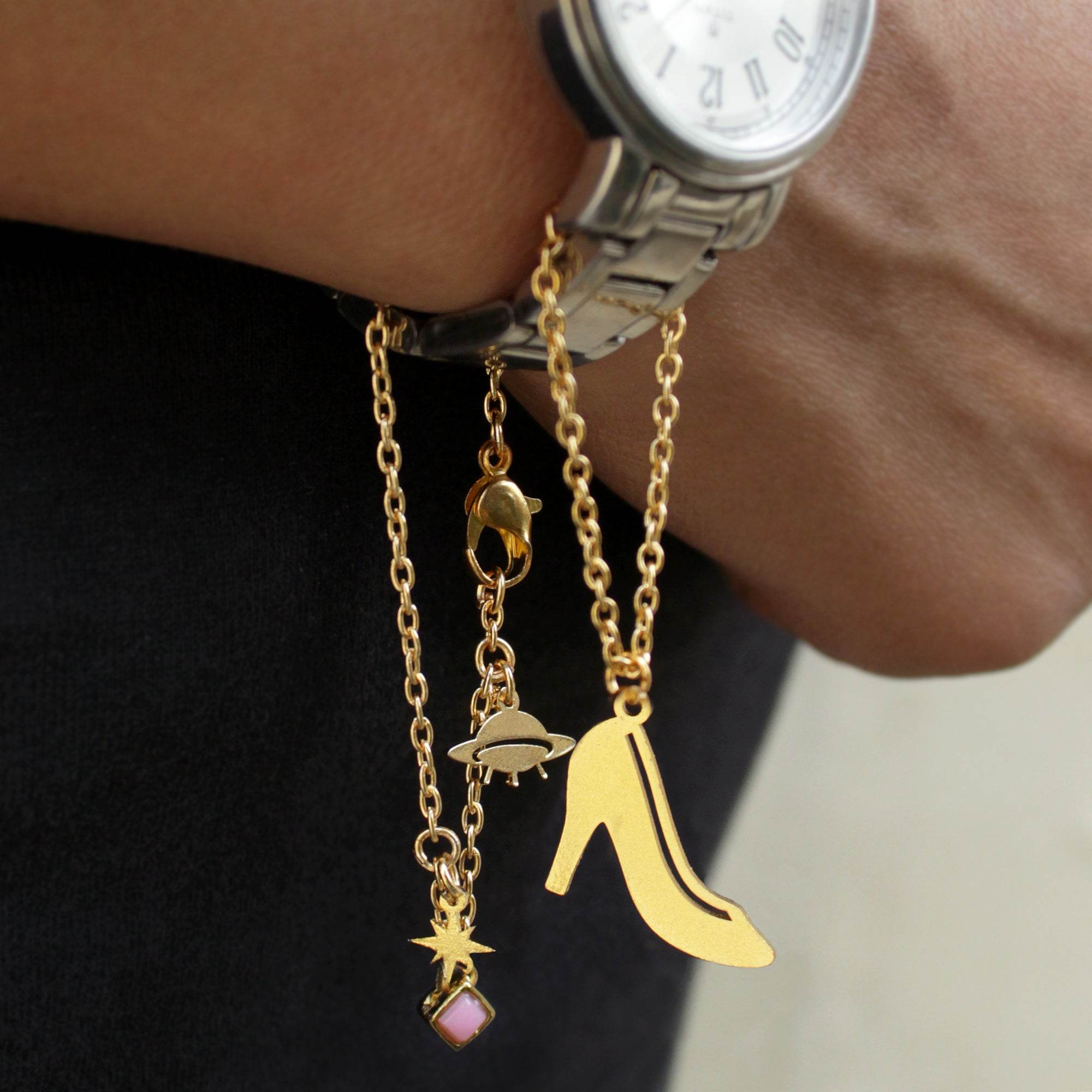 laser cut steel heels watch charms accessories