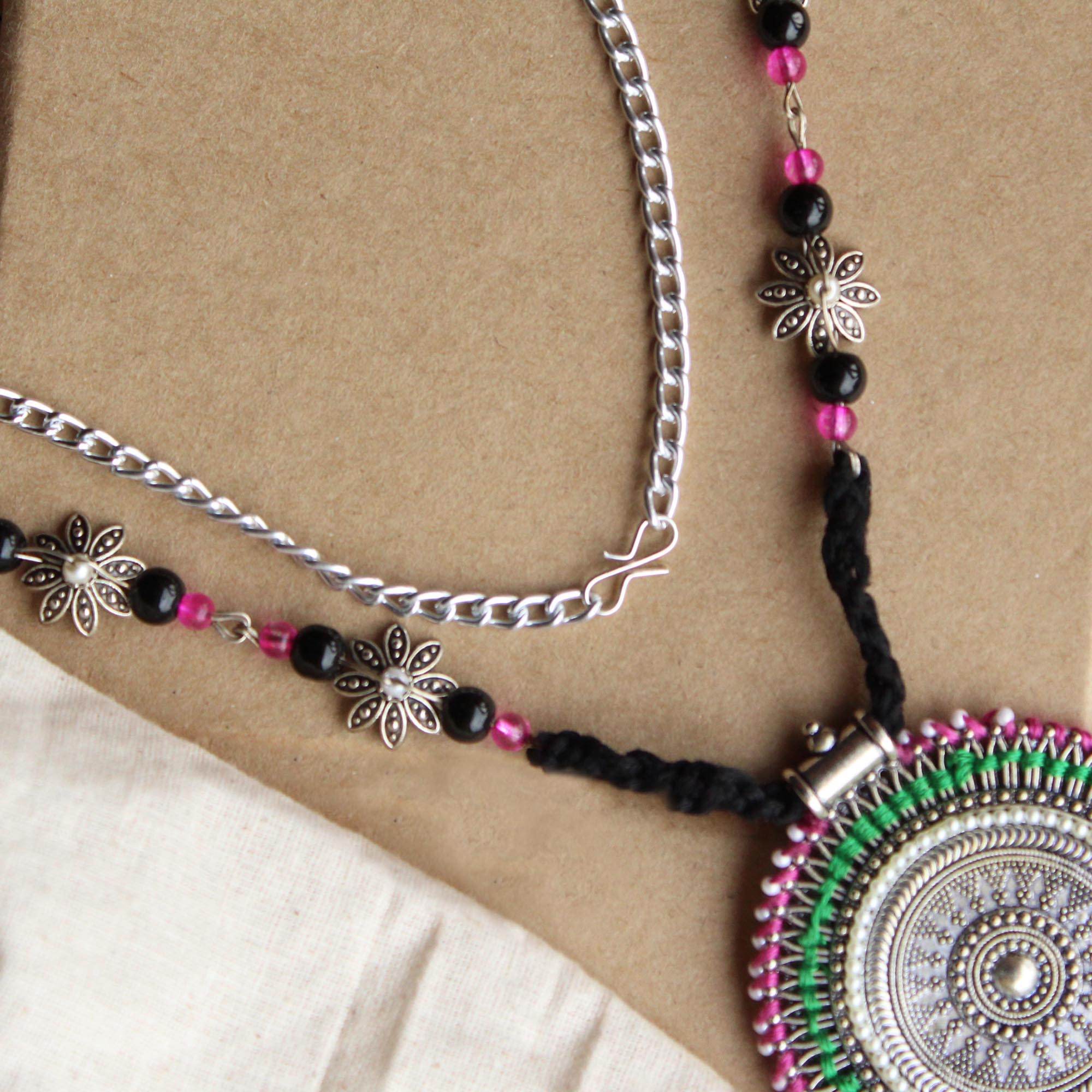 Oxidized necklaces with matching earrings perfect for dandia night designer navratri jewelry colorful necklaces