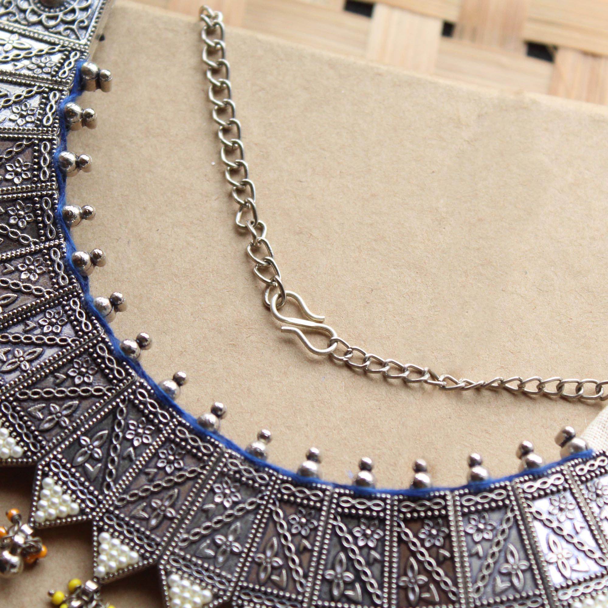 Oxidized necklaces with matching earrings perfect for dandia night designer navratri jewelry colorful necklaces