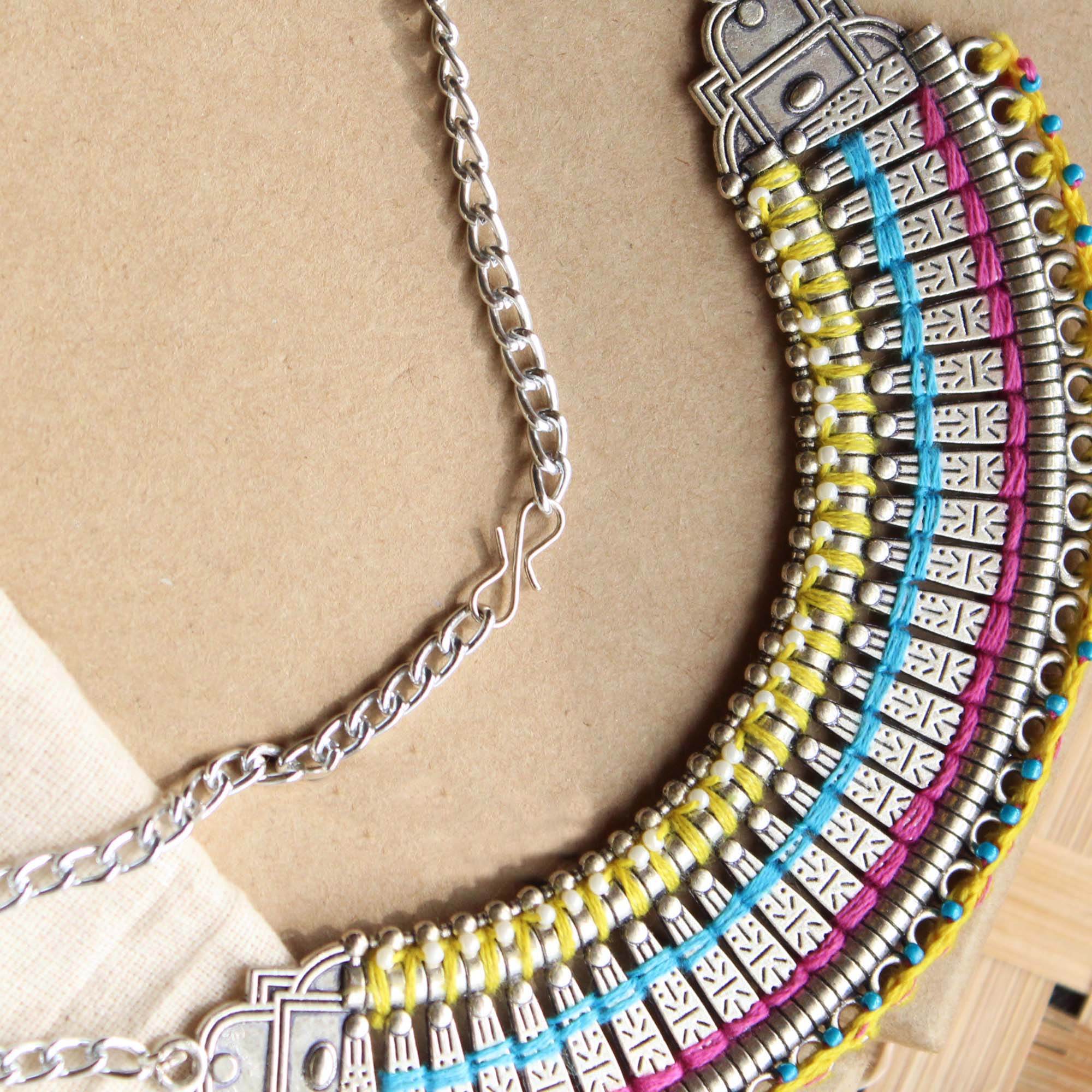 Oxidized necklaces with matching earrings perfect for dandia night designer navratri jewelry colorful necklaces