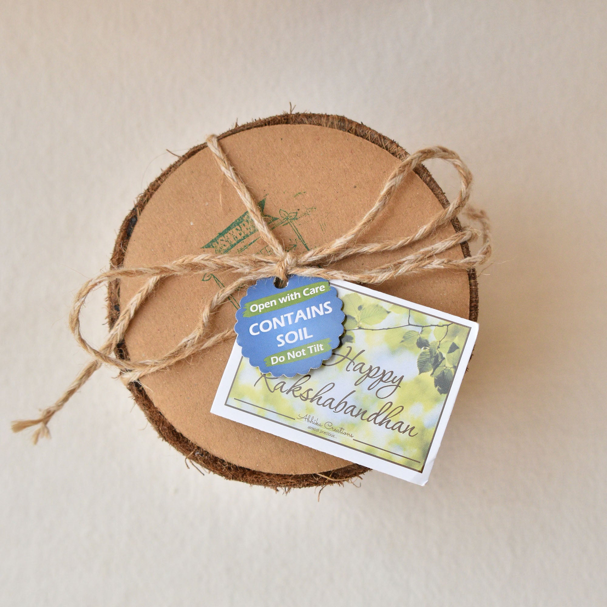 Floral Mandala Grow Green Clay Rakhi "The Abstract Nature Collection"