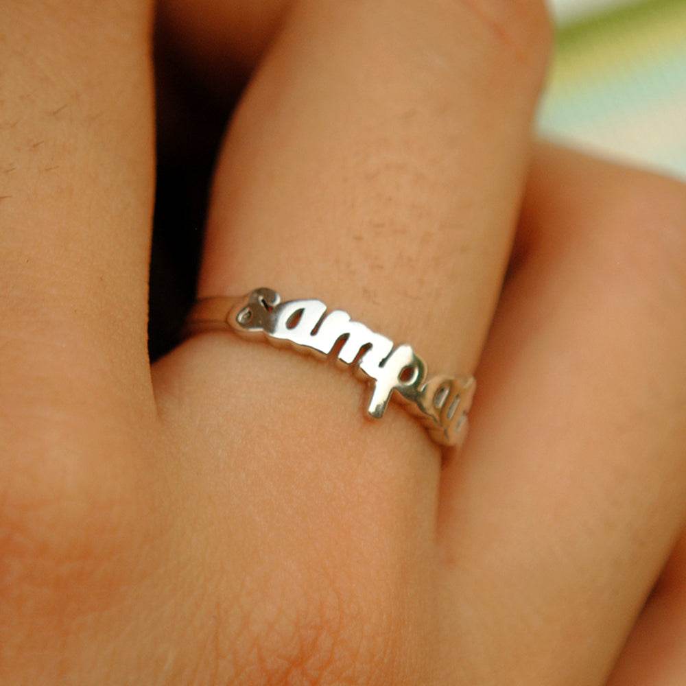 Personalised Silver Name Ring - BeAbhika.com