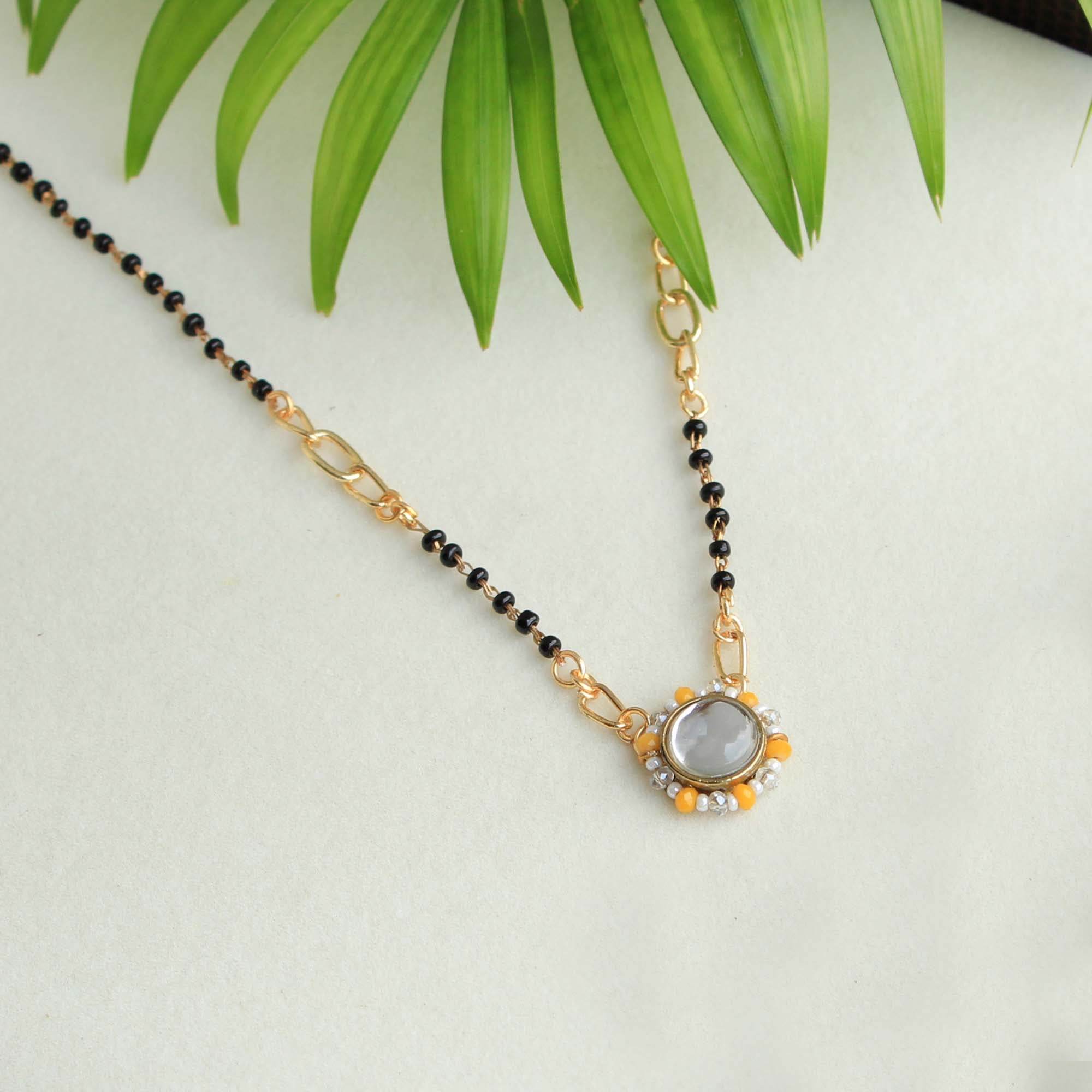 Gold tone black beads mangalsutra necklace for women traditional design perfect for daily wear designer bridal mangalsutra