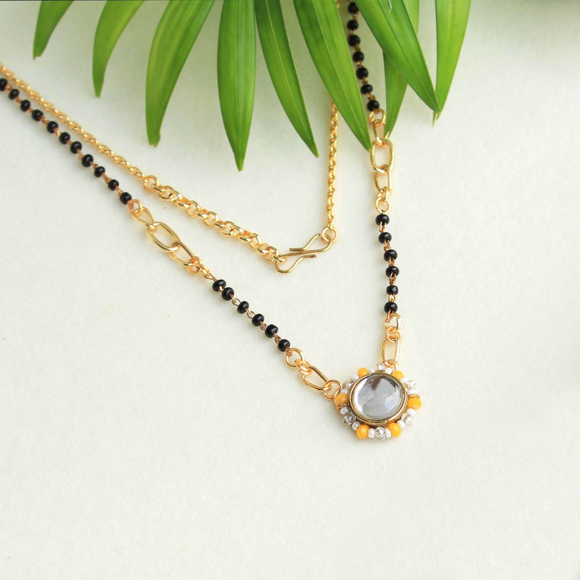 Gold tone black beads mangalsutra necklace for women traditional design perfect for daily wear designer bridal mangalsutra