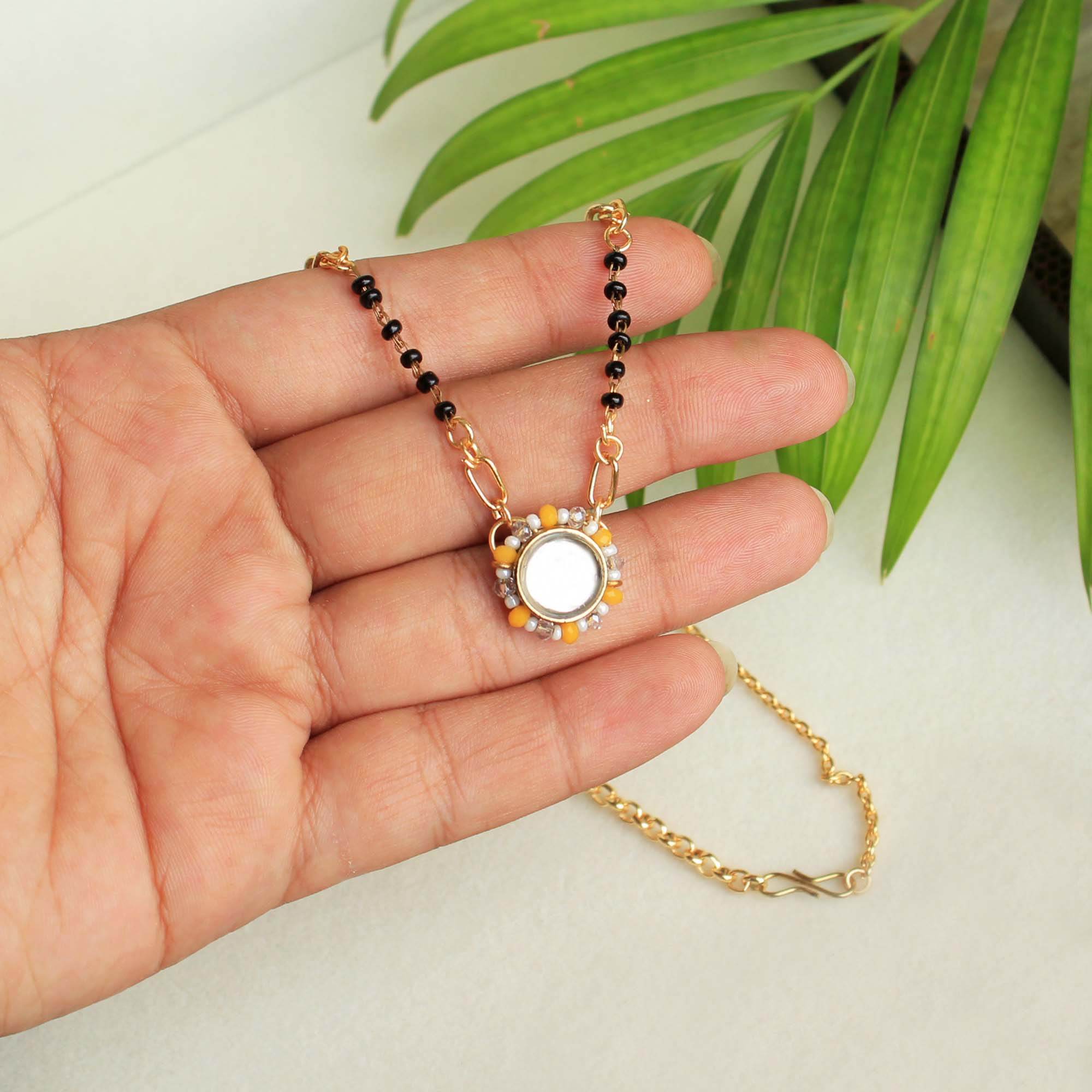 Gold tone black beads mangalsutra necklace for women traditional design perfect for daily wear designer bridal mangalsutra