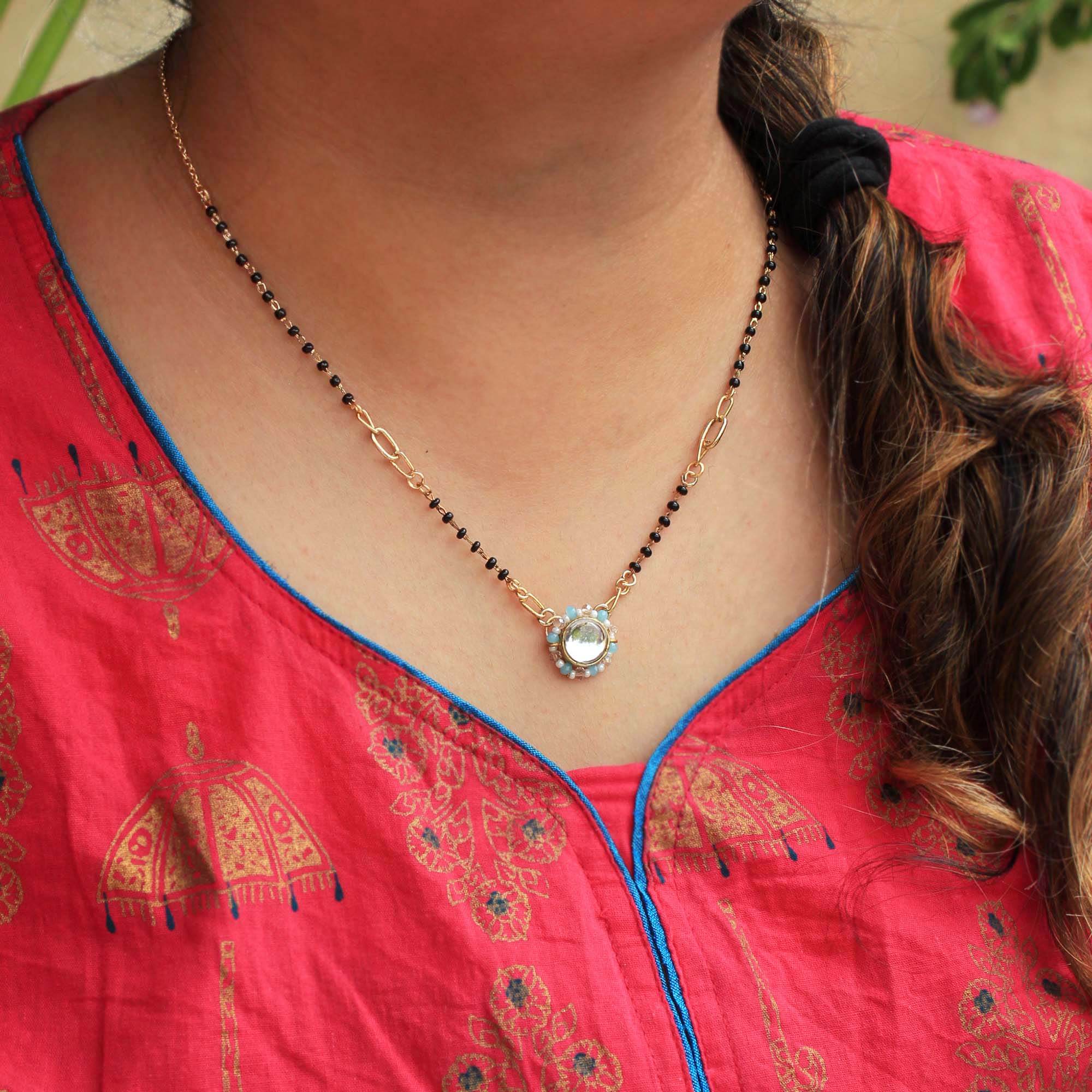 Gold tone black beads mangalsutra necklace for women traditional design perfect for daily wear designer bridal mangalsutra