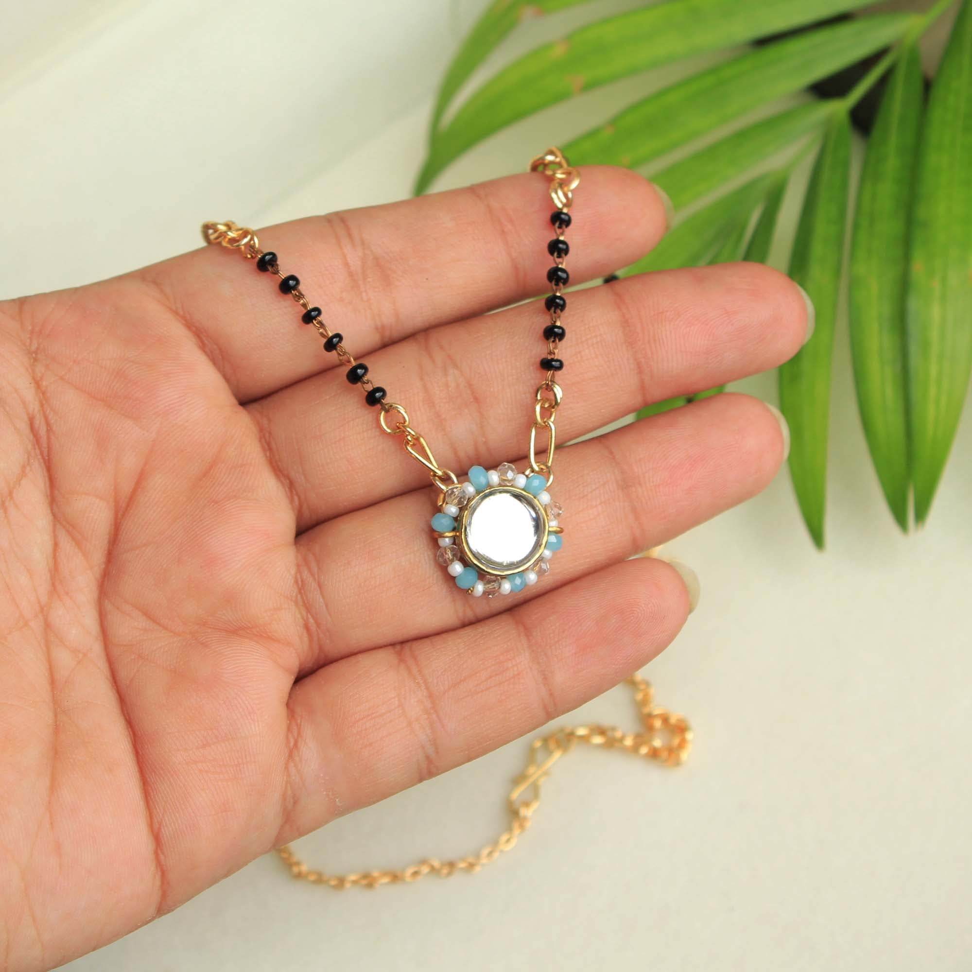 Gold tone black beads mangalsutra necklace for women traditional design perfect for daily wear designer bridal mangalsutra