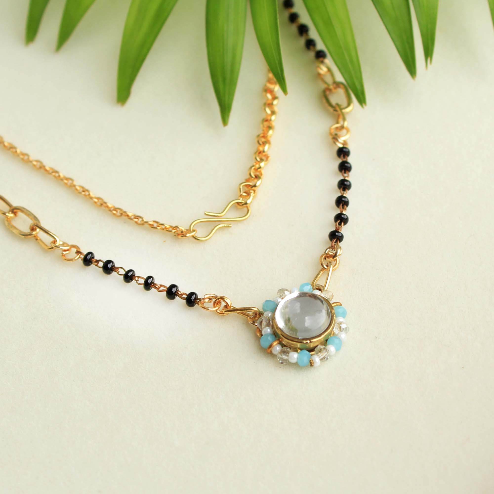 Gold tone black beads mangalsutra necklace for women traditional design perfect for daily wear designer bridal mangalsutra