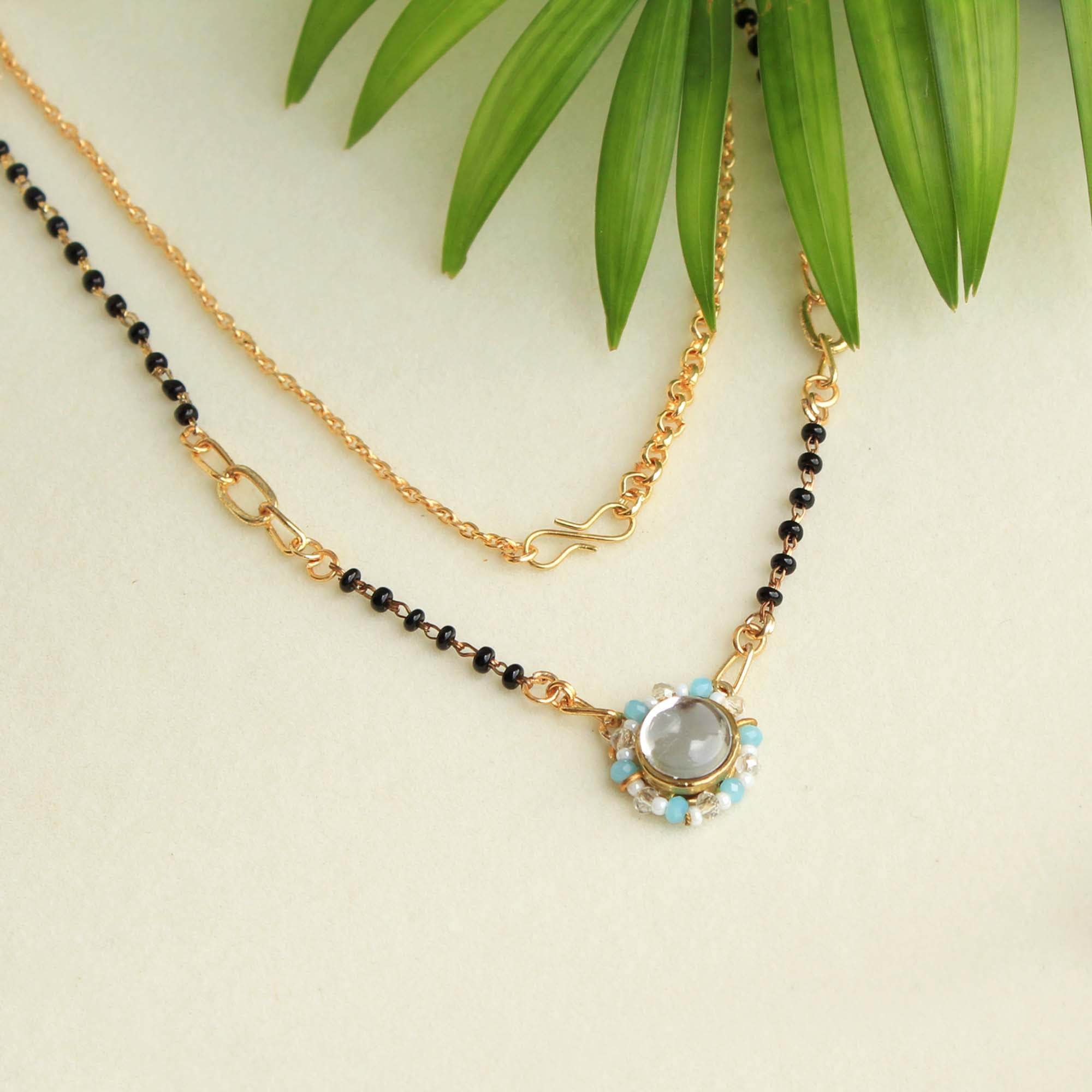 Gold tone black beads mangalsutra necklace for women traditional design perfect for daily wear designer bridal mangalsutra