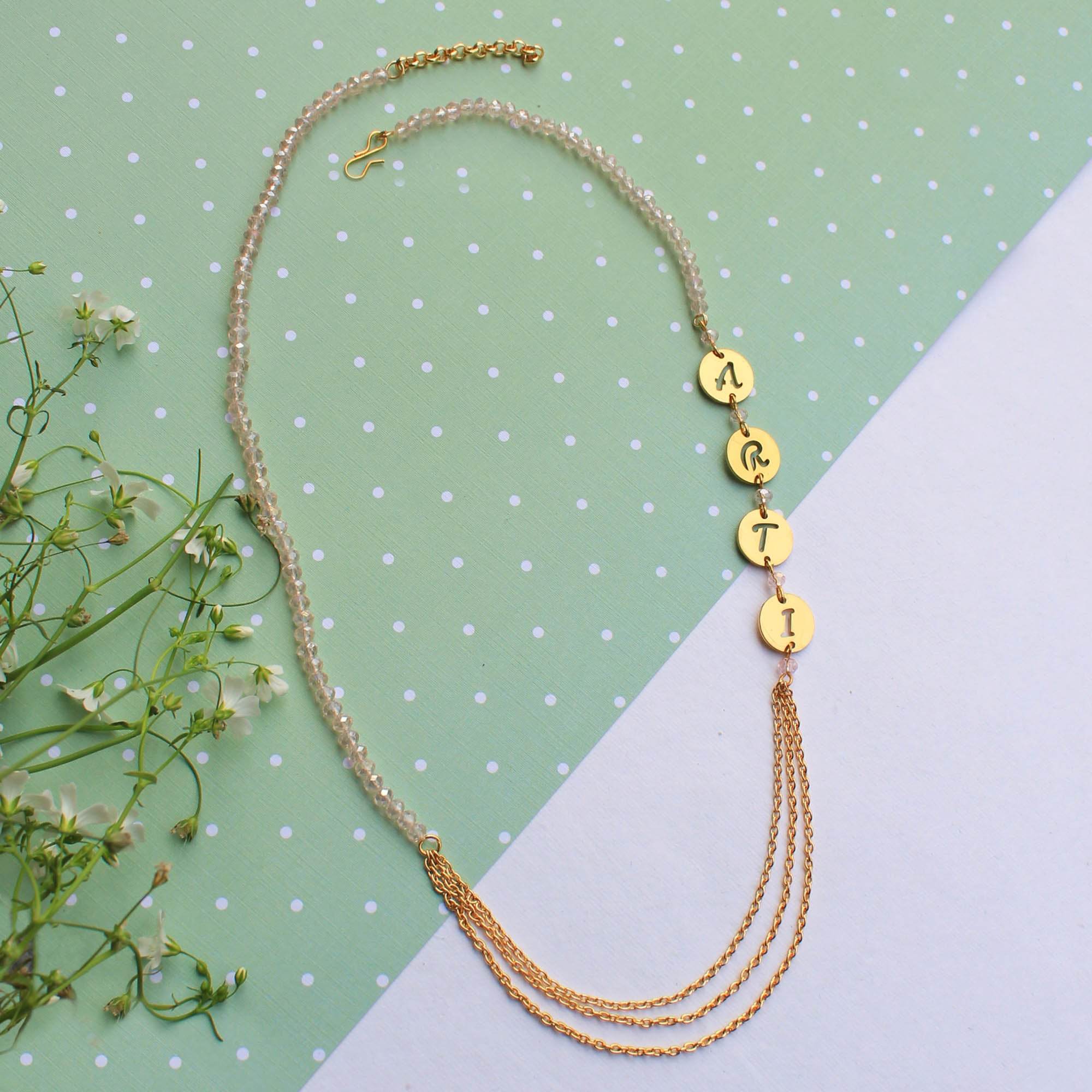 Multilayer Side Name Necklace - BeAbhika.com