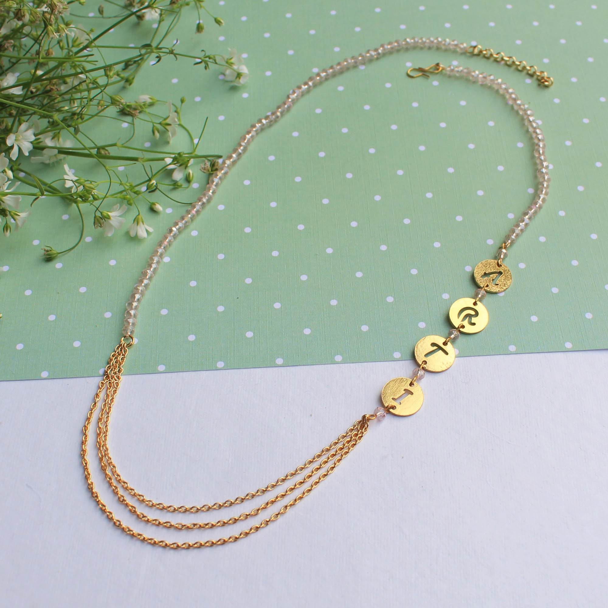 Multilayer Side Name Necklace - BeAbhika.com