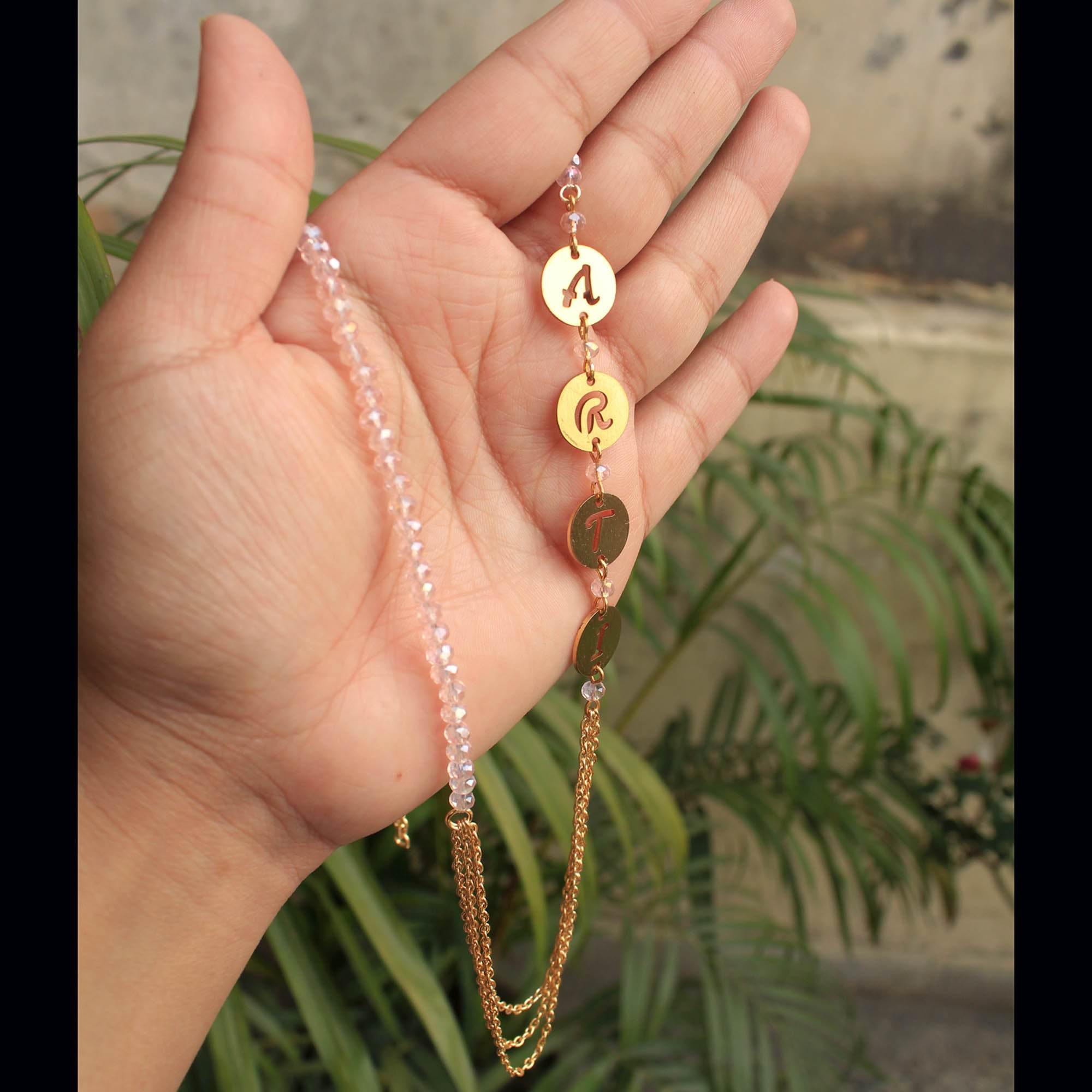 Multilayer Side Name Necklace - BeAbhika.com