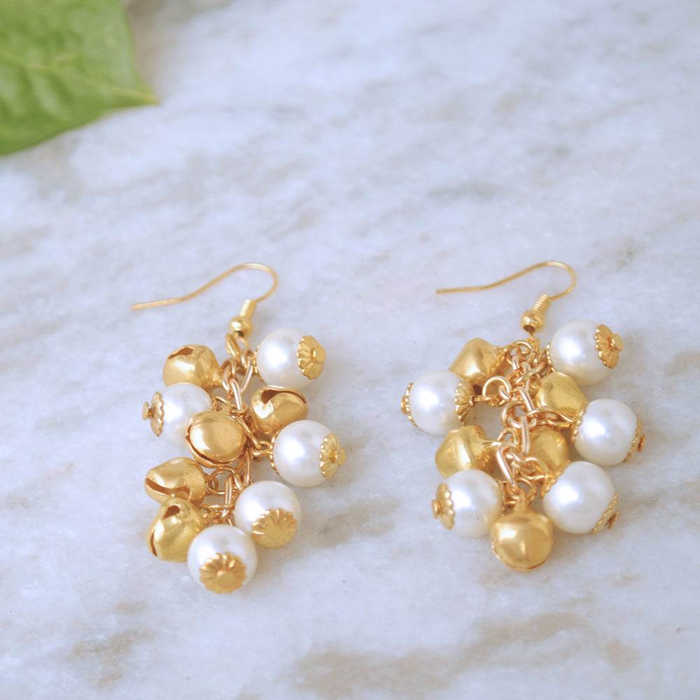 Traditional Kundan earrings in gold-tone, perfect for weddings and festive wear
