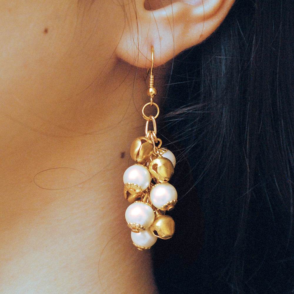 Traditional Kundan earrings in gold-tone, perfect for weddings and festive wear