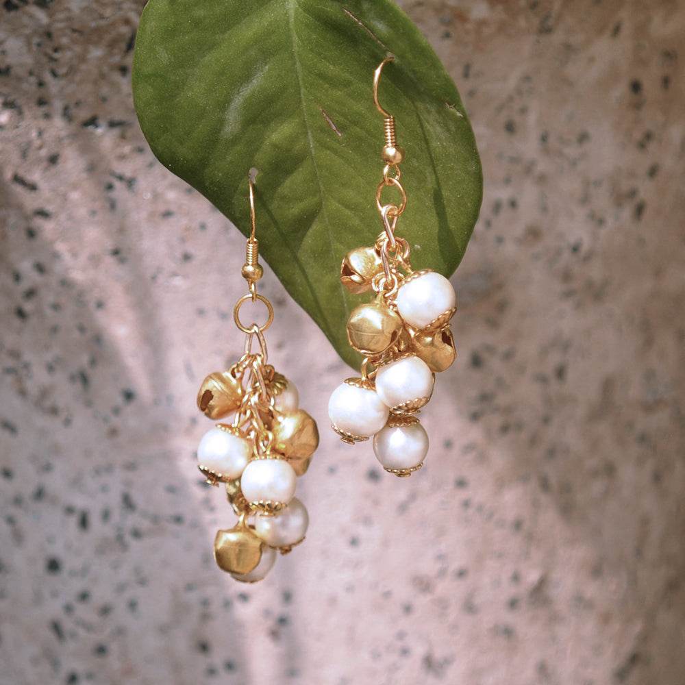 Traditional Kundan earrings in gold-tone, perfect for weddings and festive wear