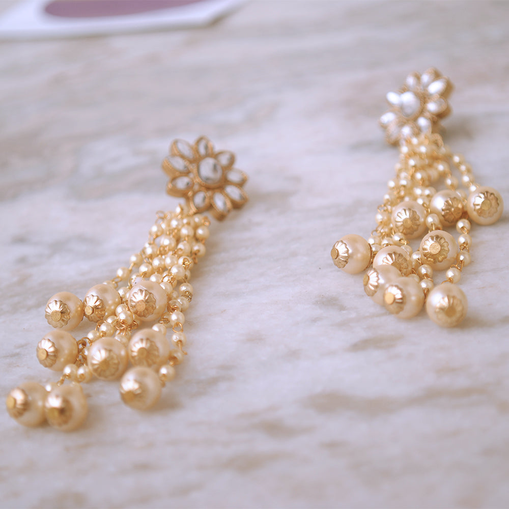 faux pearl tassel earrings