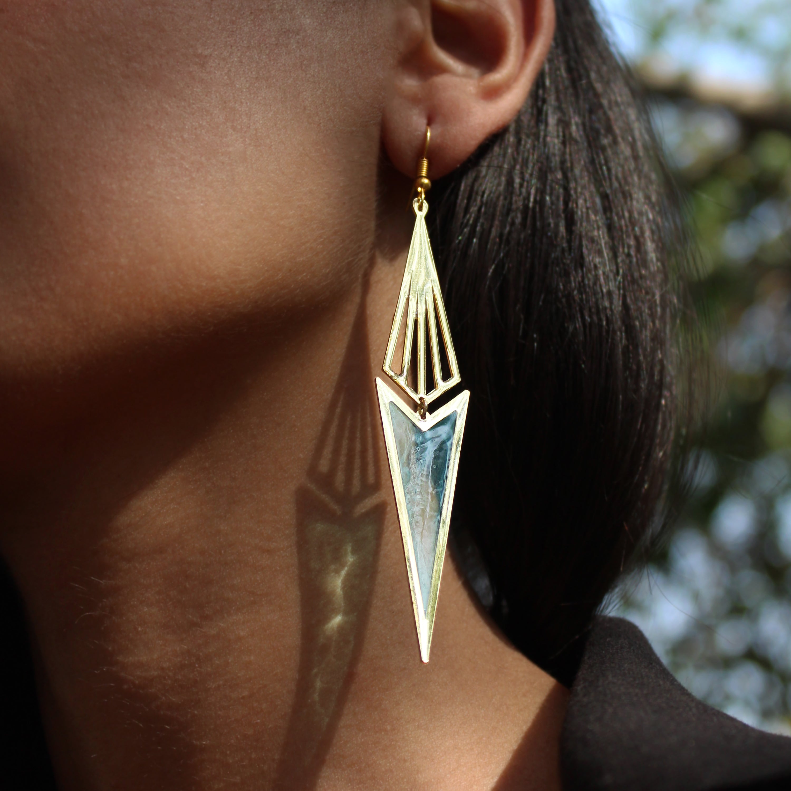 Icicle Blue Resin Earrings