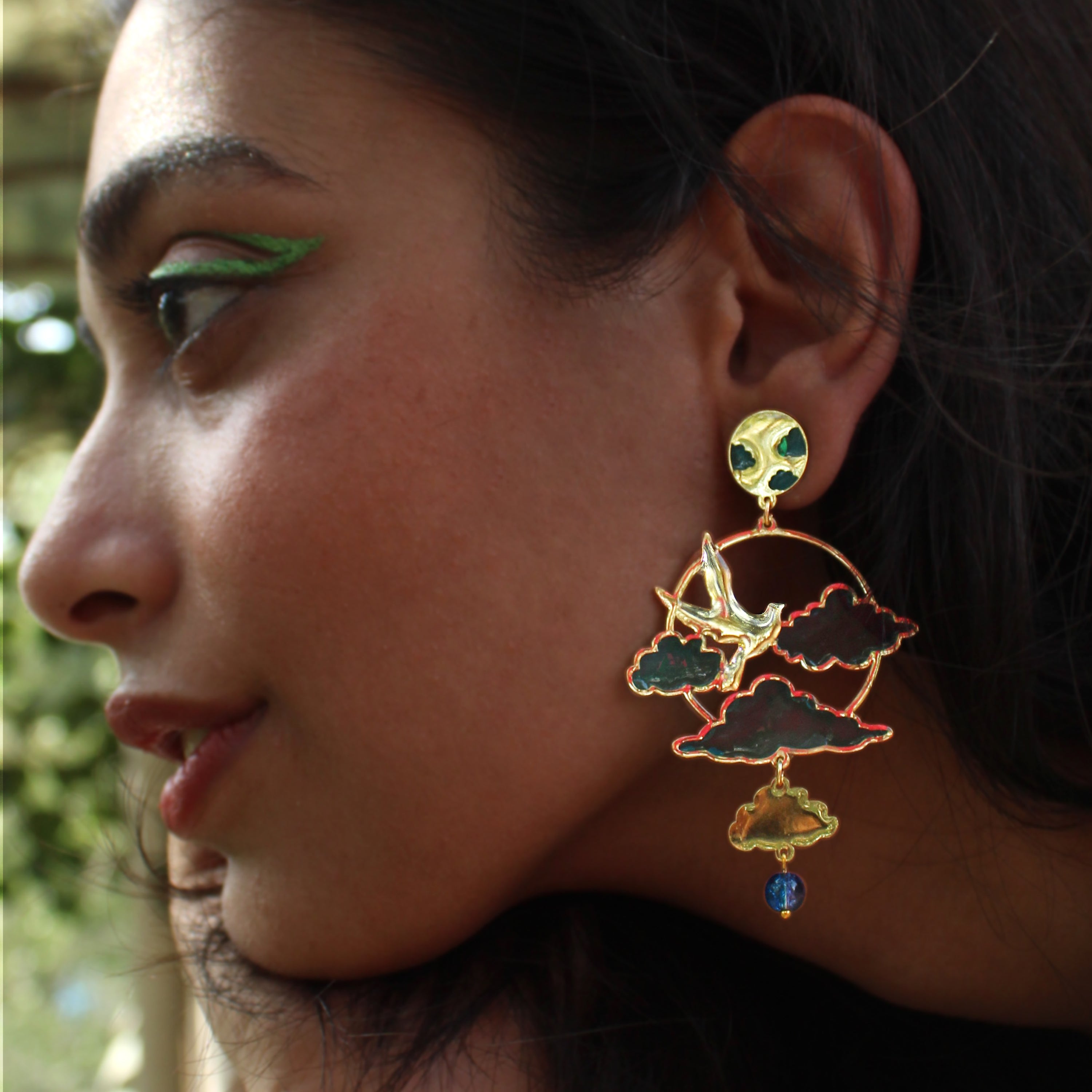 Bird & Sky Blue Resin Earrings