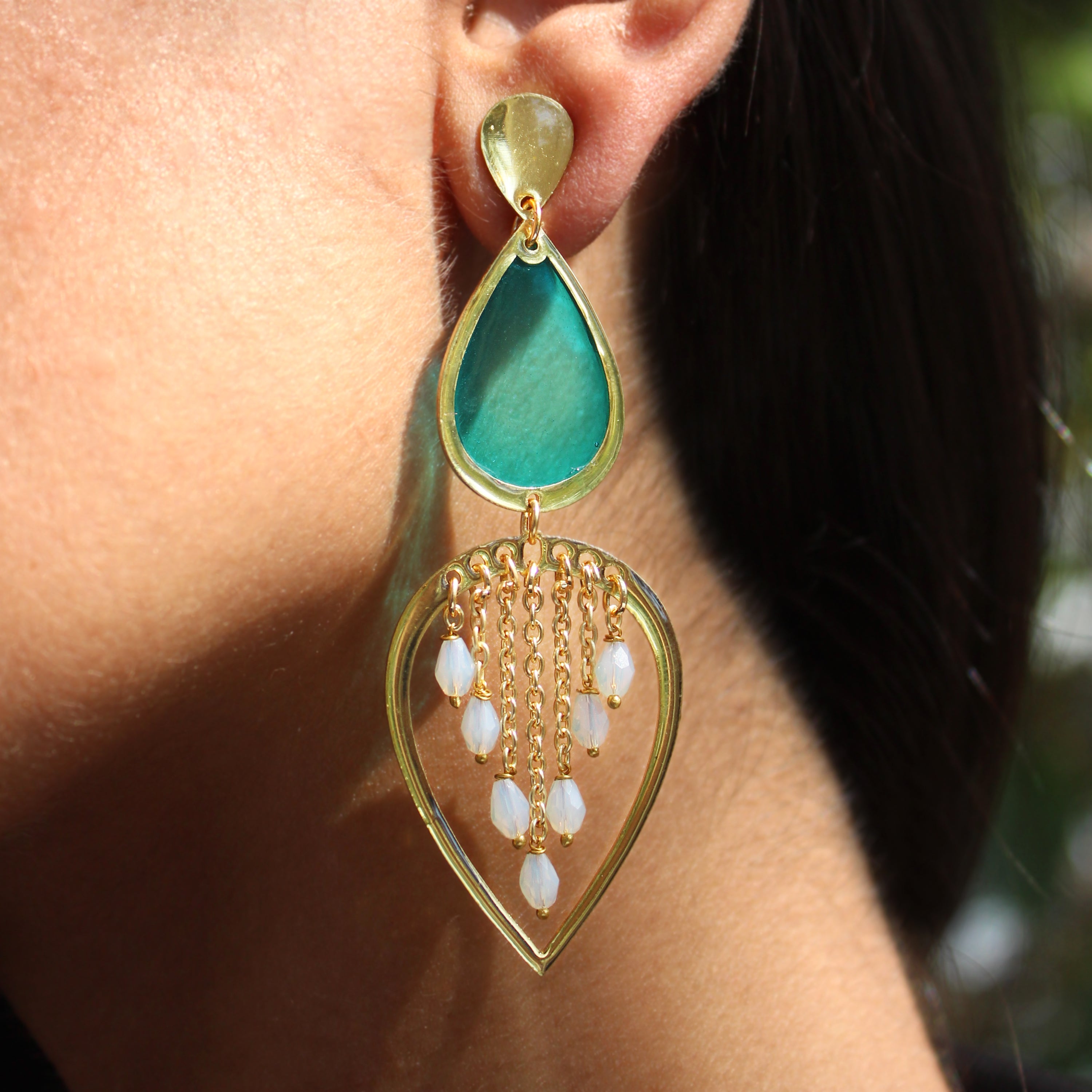 Water Dew Drops Blue Resin Earrings