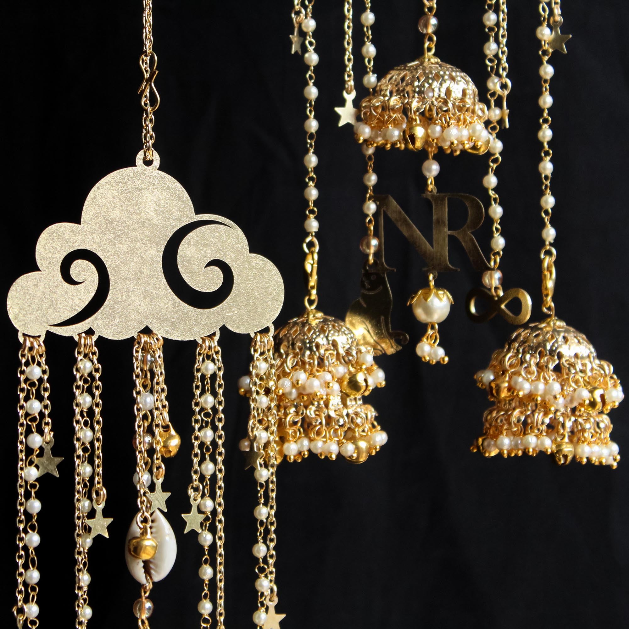 Cloudburst Pearl Personalised Kaleere (With Detachable Jhadne-Wale Kaleere) - Set Of 2 Pieces