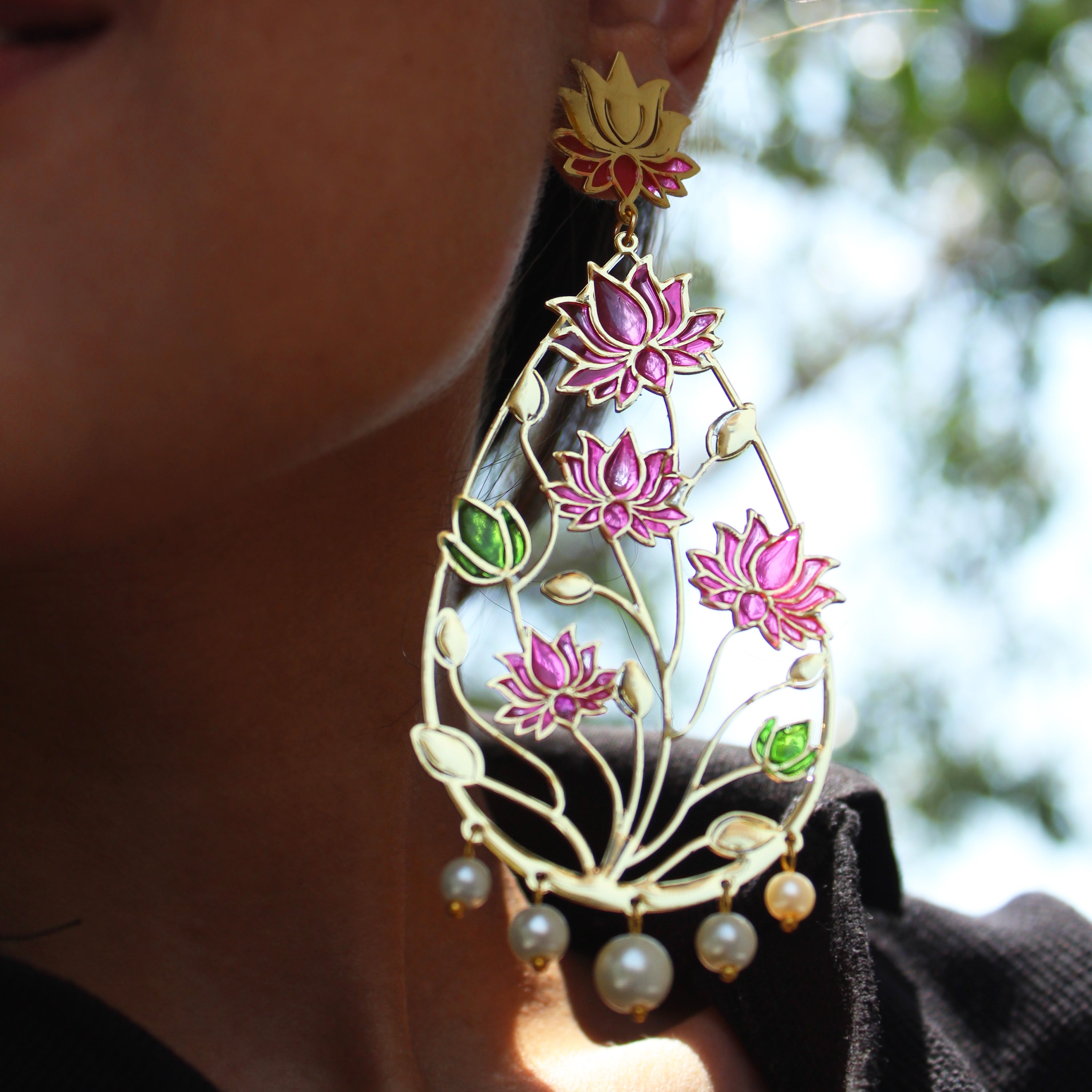 Lotus Flower Resin Earrings