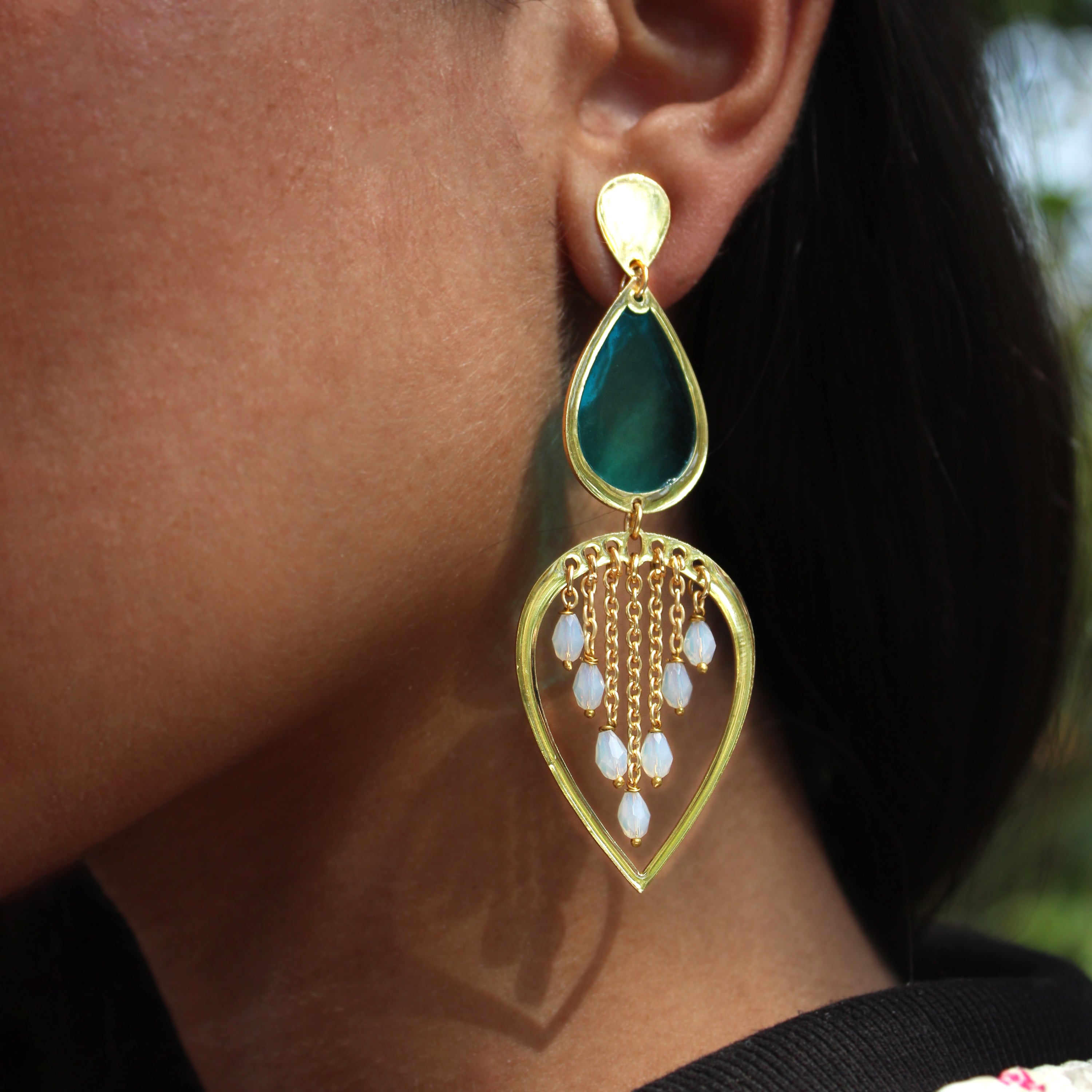 Water Dew Drops Blue Resin Earrings