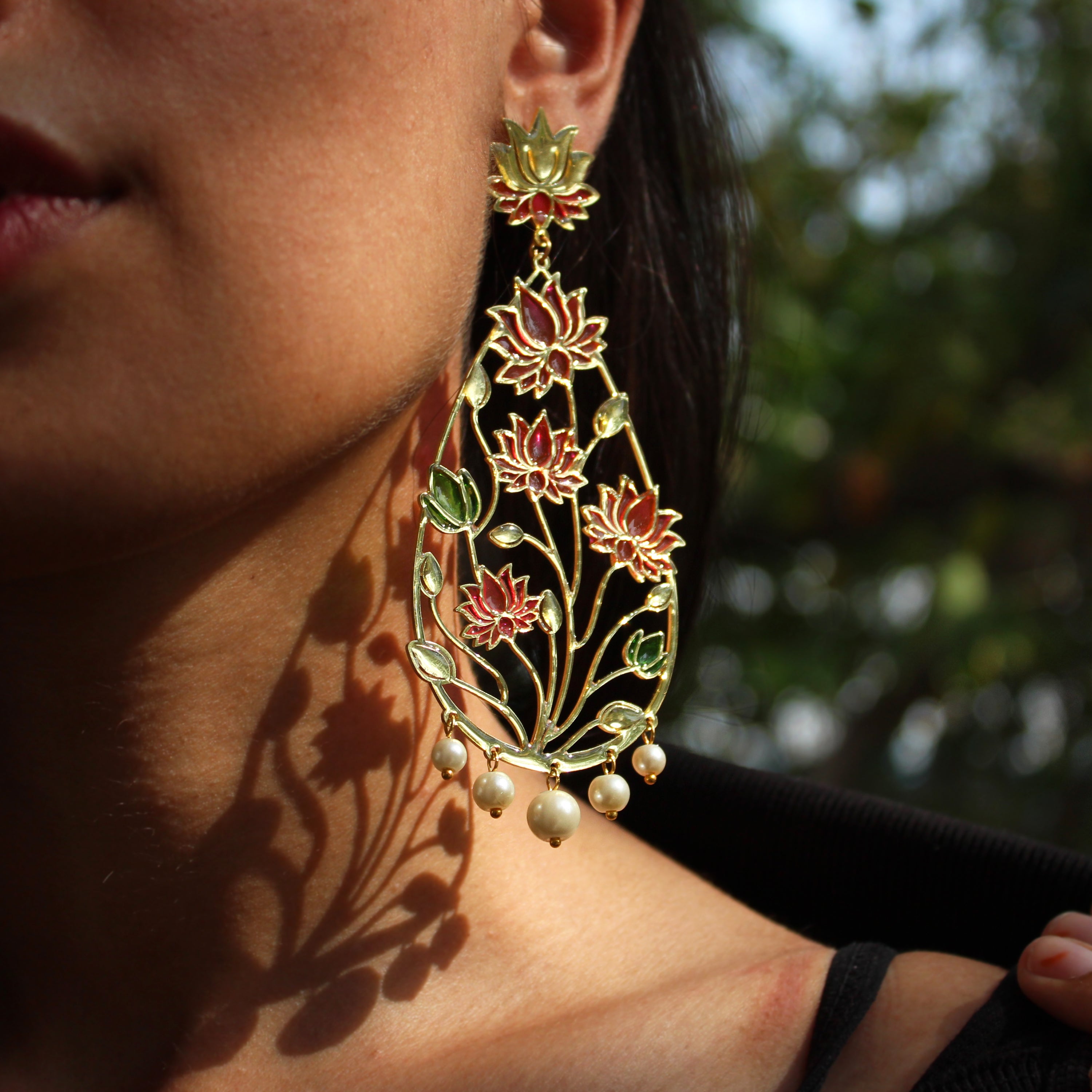 Lotus Flower Resin Earrings