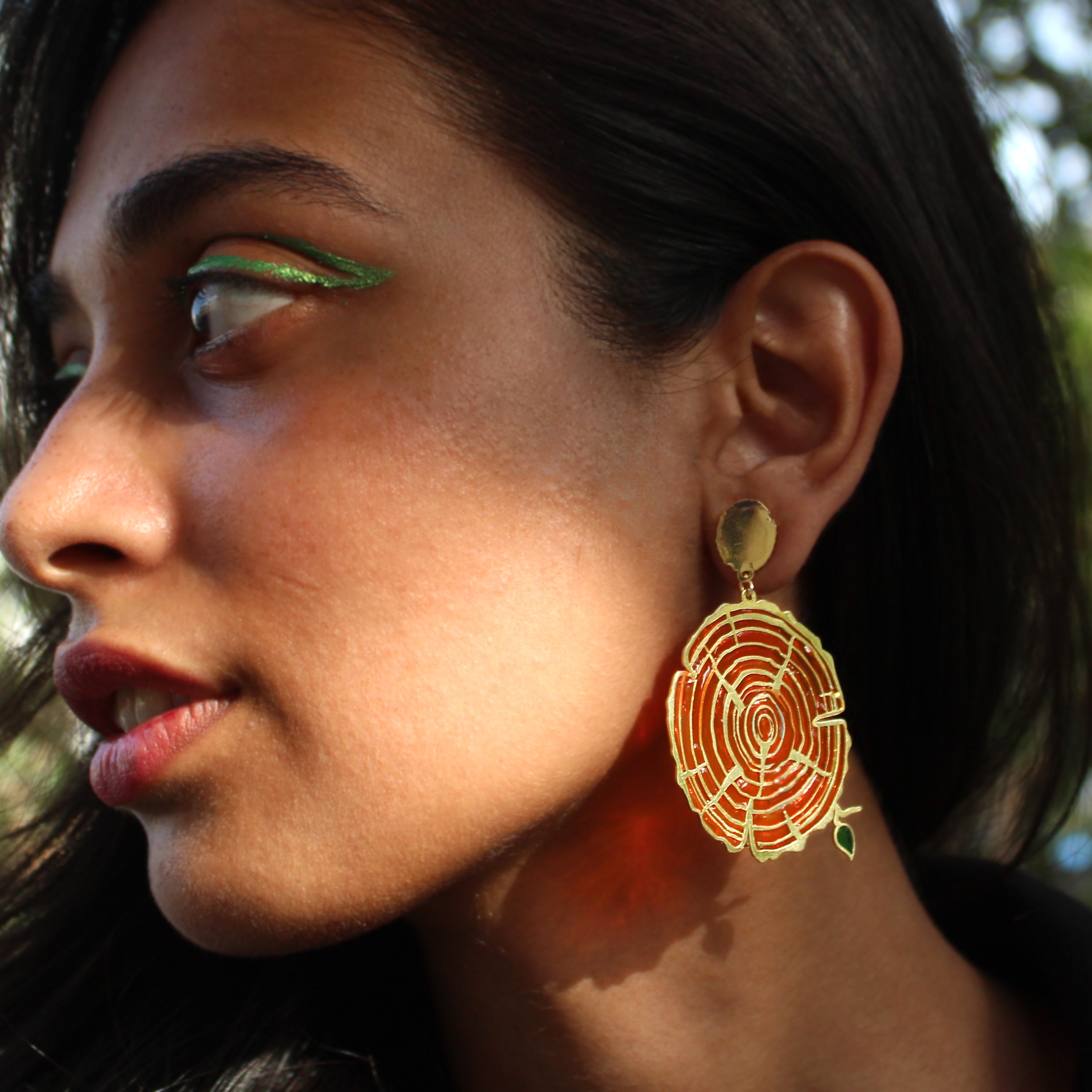 Wooden Bark Resin Earrings