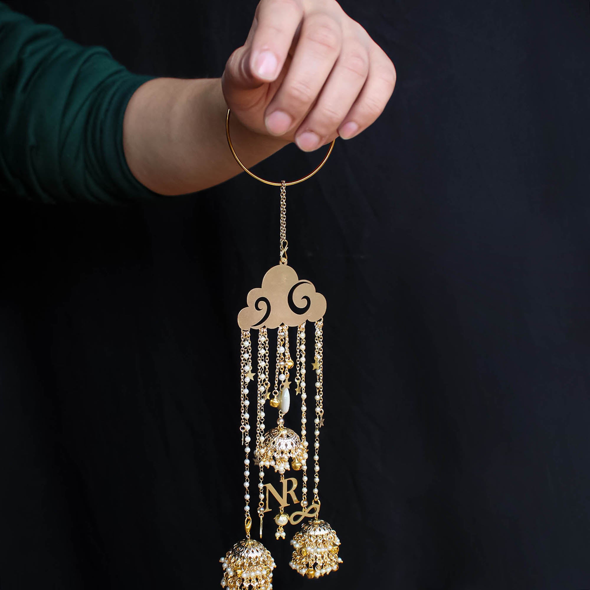 Cloudburst Pearl Personalised Kaleere (With Detachable Jhadne-Wale Kaleere) - Set Of 2 Pieces