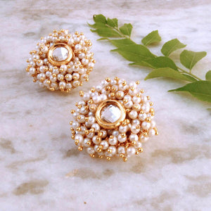 Traditional Kundan earrings in gold-tone, perfect for weddings and festive wear