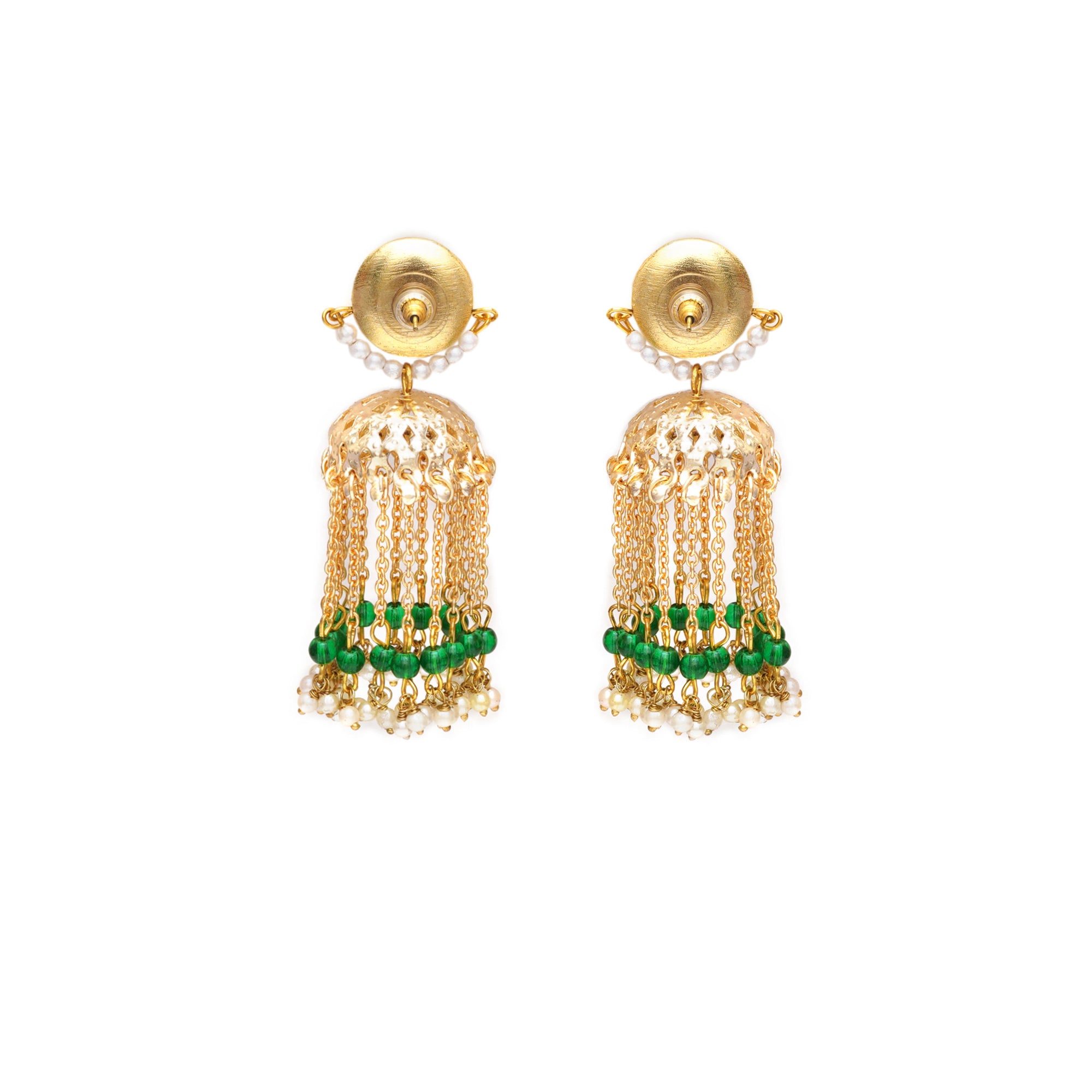 Golden Crescent Jhumki Earrings